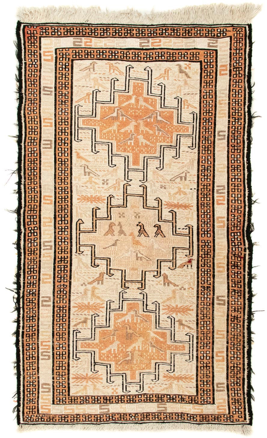 morgenland Wollteppich »Kelim - Oriental - 103 x 62 cm - beige«, rechteckig, Wohnzimmer, Einzelstück