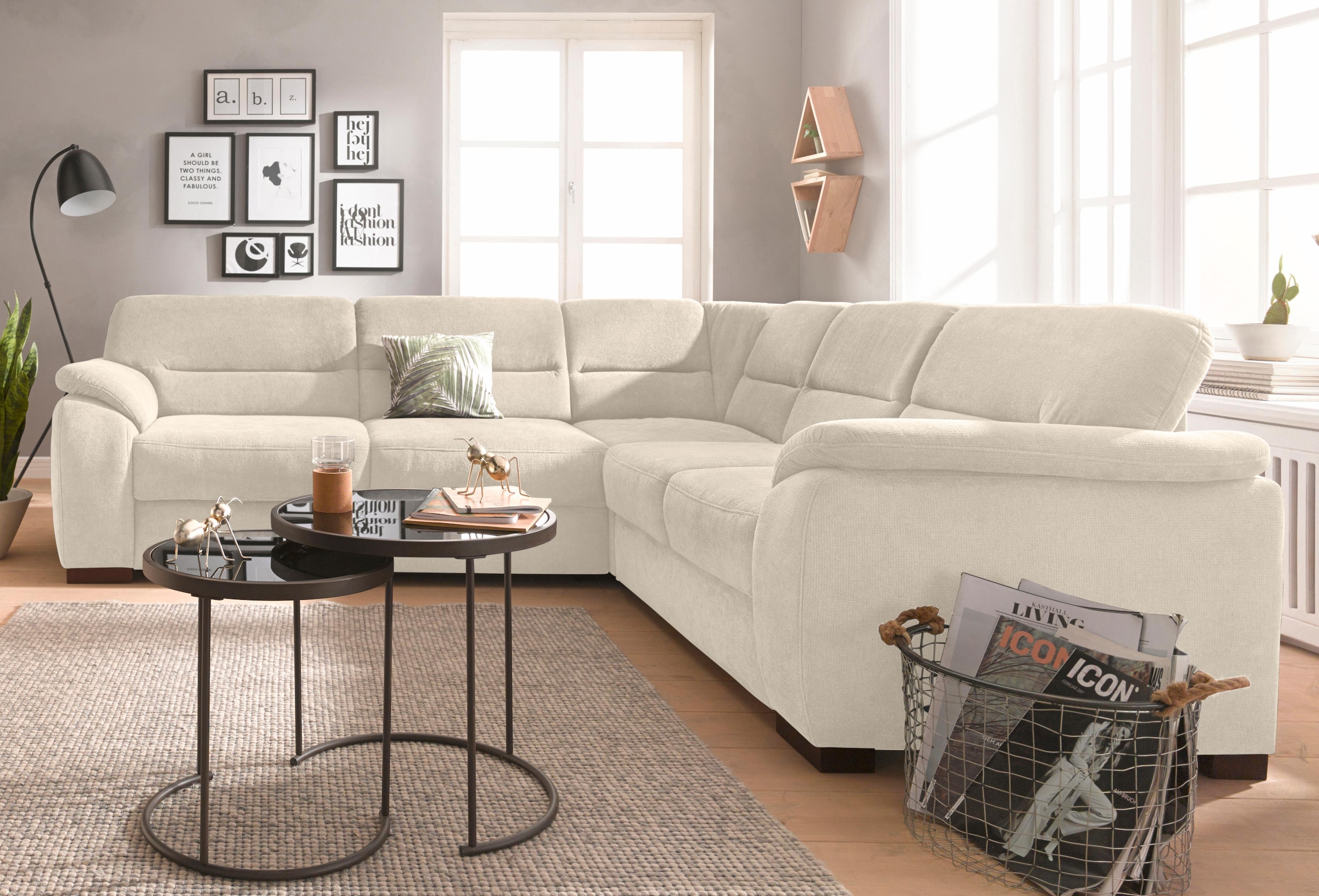 sit&more Ecksofa "Montego L-Form", wahlweise mit Bettfunktion und Schubkasten