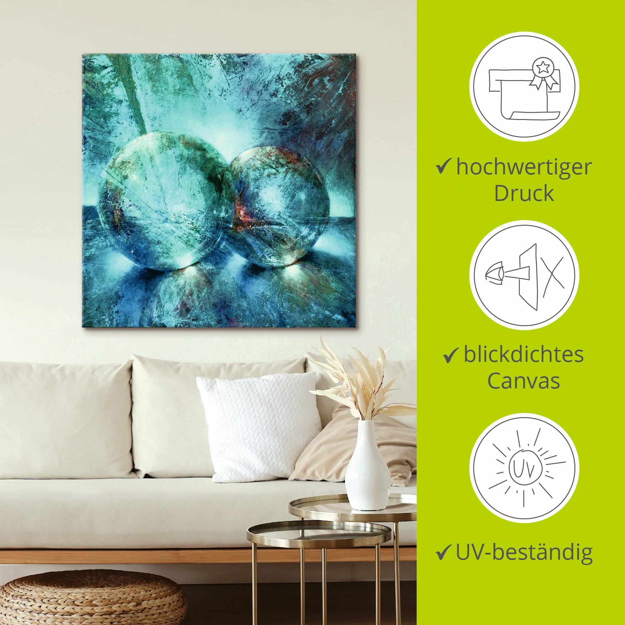 Artland Wandbild »Zwei blaue Murmeln_«, Muster, (1 St.), als Alubild, Outdoorbild, Leinwandbild, Poster in verschied. Größen