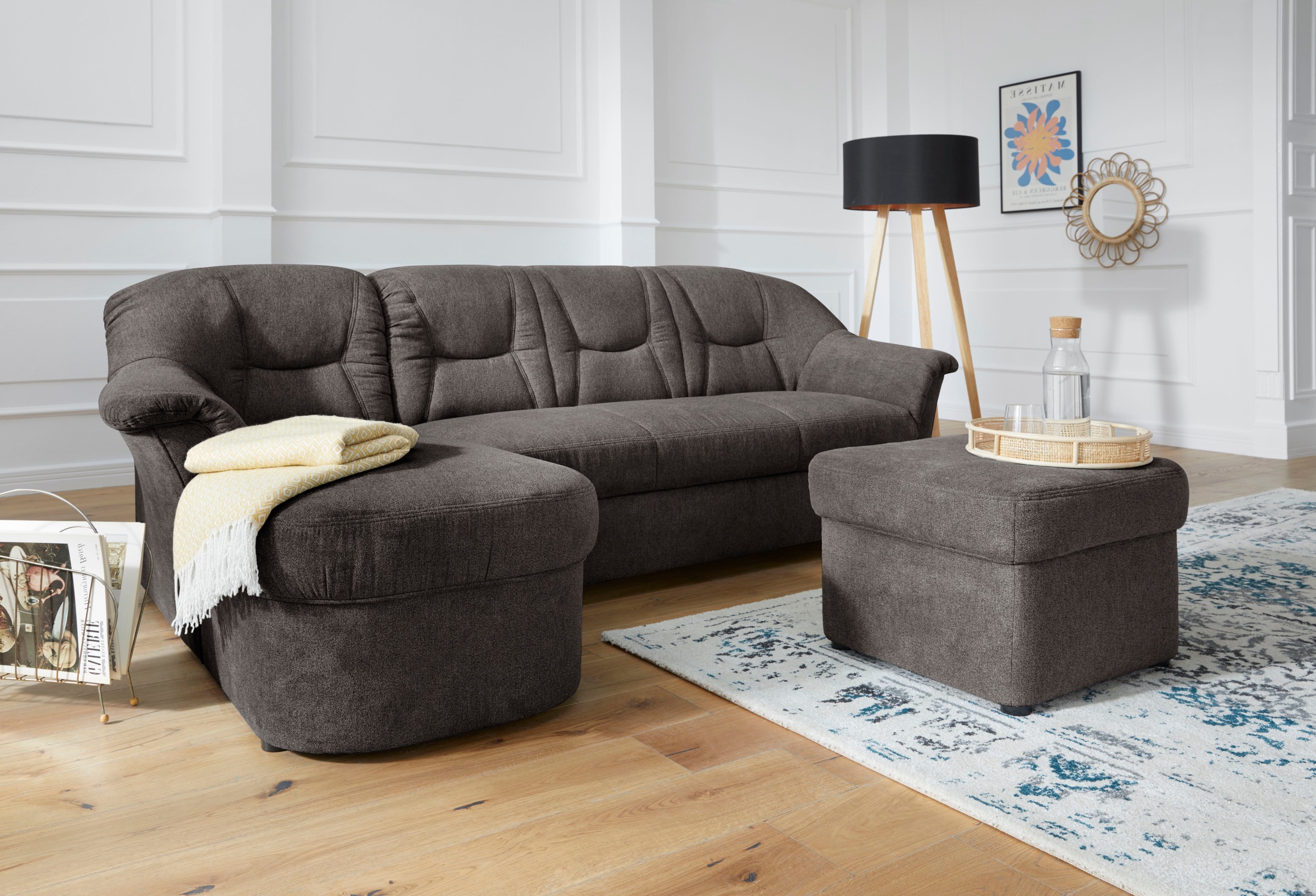 DOMO collection Ecksofa »Sarafina zeitlos und komfortabel, optional mit Federkern, L-Form«, wahlweise mit Bettfunktion