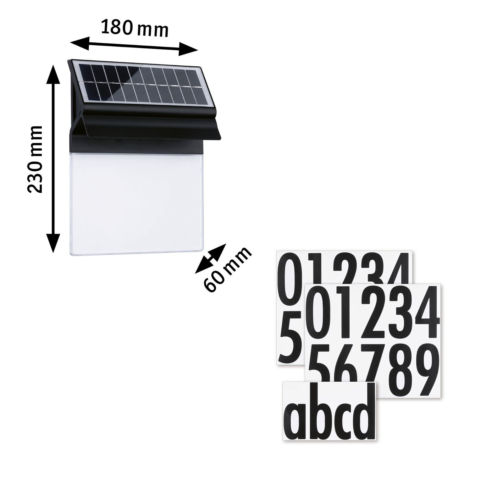 Paulmann LED Außen-Wandleuchte »Solar Hausnummernleuchte Neda IP44 3000K 14lm Schwarz«, 1 flammig