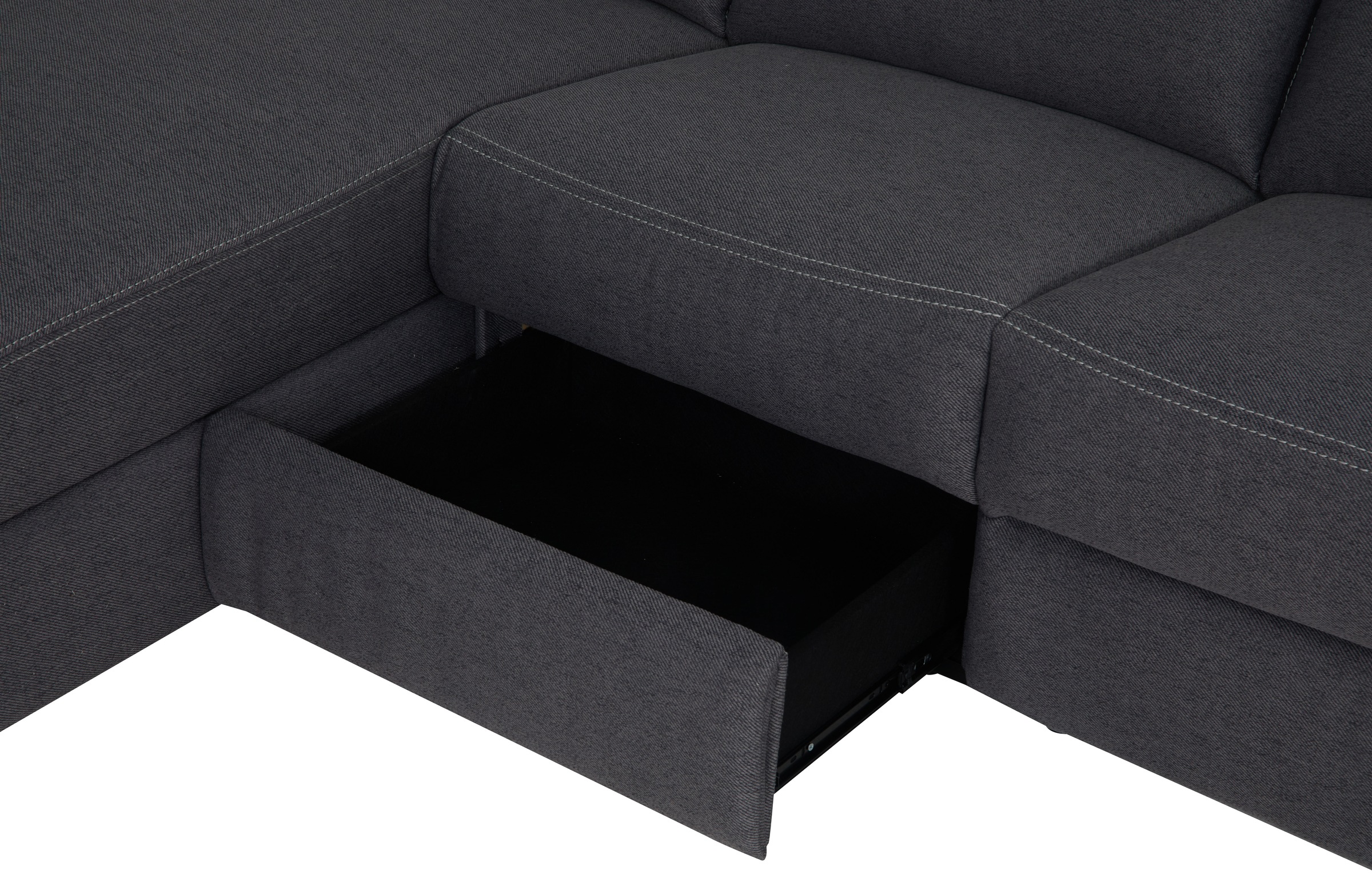 Home affaire Ecksofa »VENOIR, L-Form, 250 cm, manuelle u. elektrische Funktion (m. USB A/C)«, Stauraum unter der Recamiere, 2. Staufach, Federkern