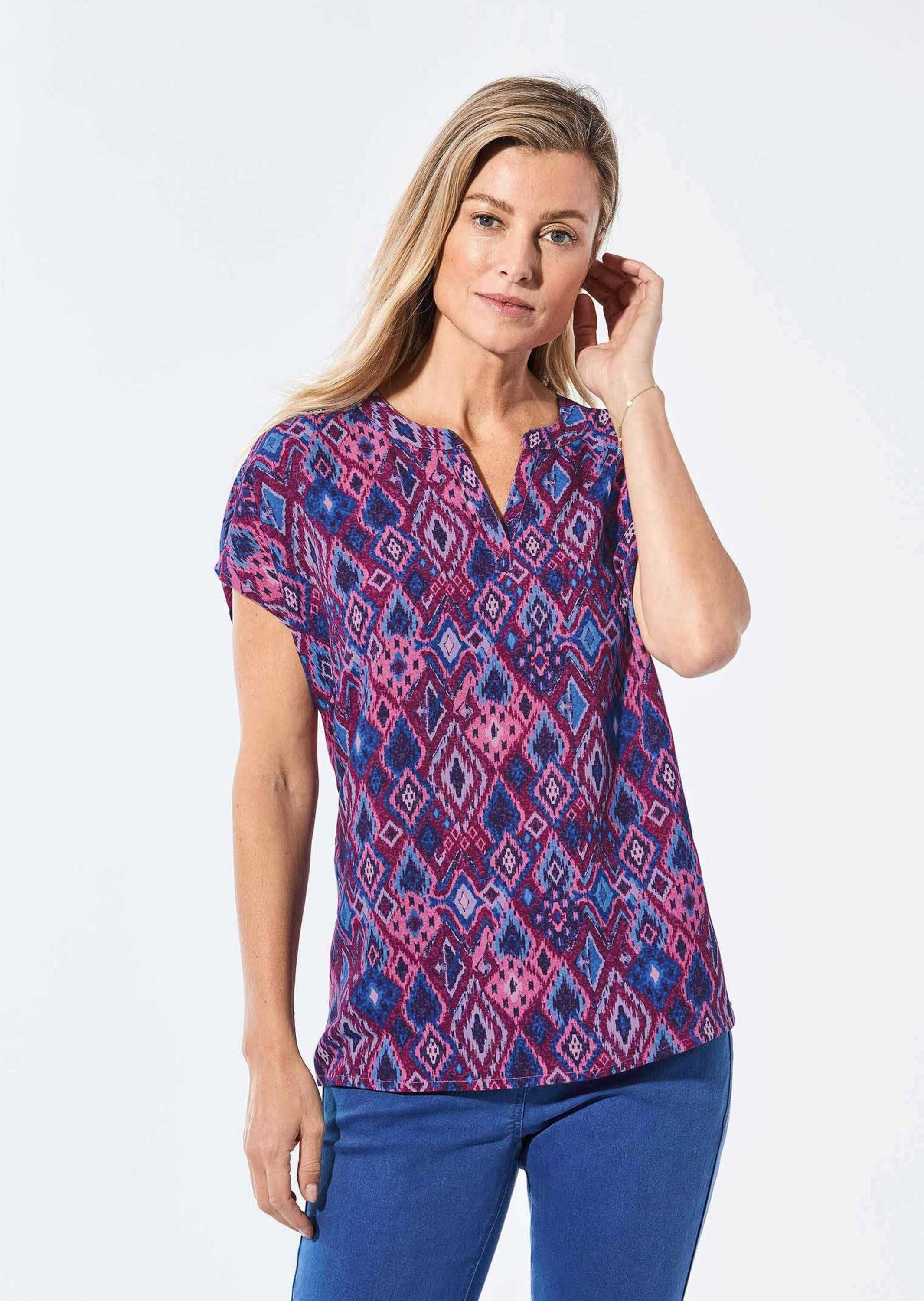 Goldner Damen Schlupfbluse Blau Gemustert Gr. 20 3