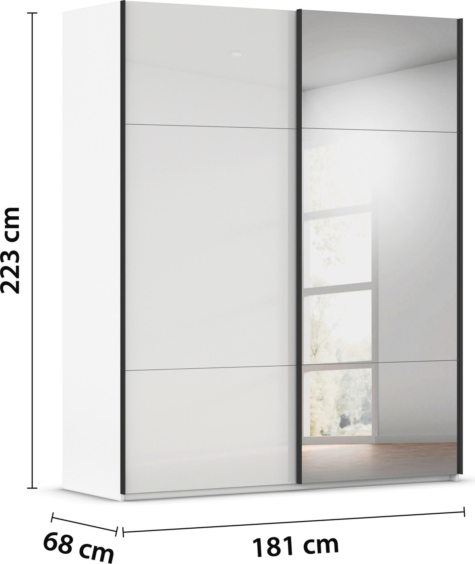 rauch Schwebetürenschrank »Kleiderschrank Schrank Garderobe Schlafzimmerschrank CONTIDO«, (in 3 verschiedenen Ausstattungen BASIC/CLASSIC/PREMIUM), aus hochwertigem Material in 6 Breiten 2 Griff-Farben MADE IN GERMANY