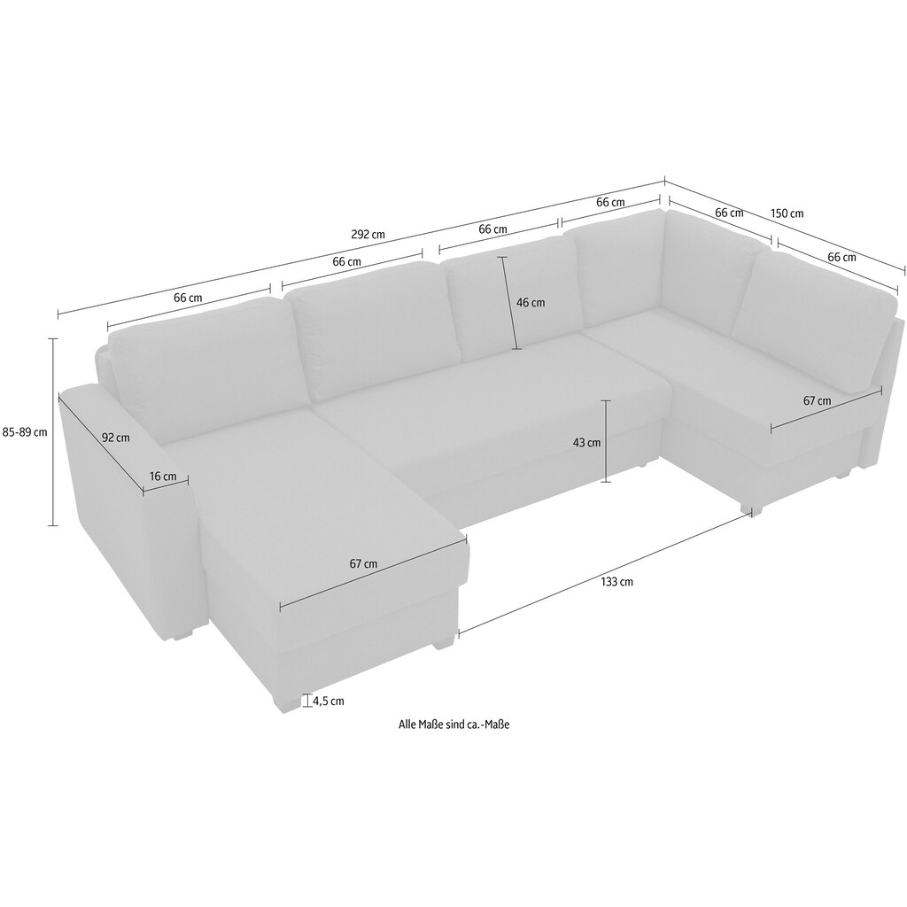 ATLANTIC home collection Wohnlandschaft »U-Form«