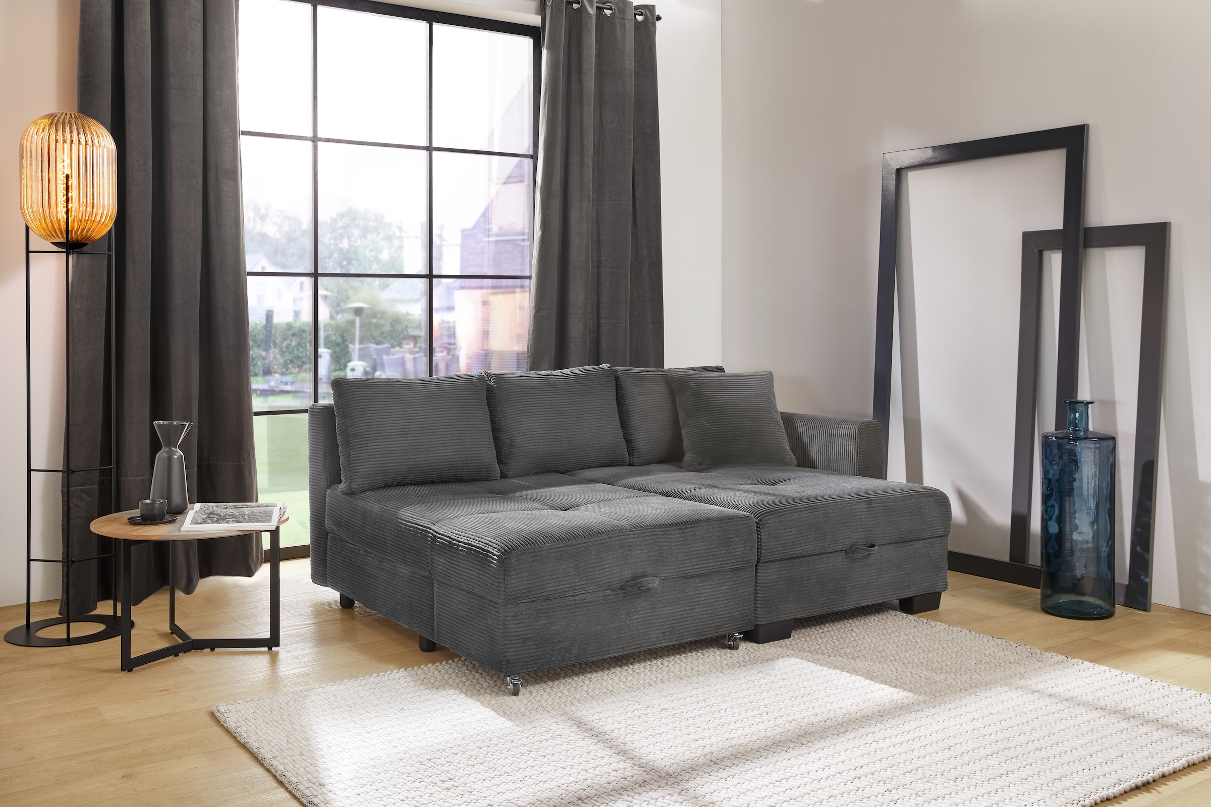 Jockenhöfer Gruppe Ecksofa »Fantasy, Dreh-Schwenk-Ottomane«, inklusive Relax- und Schlaffunktion, Ottomane links/ rechts montierbar
