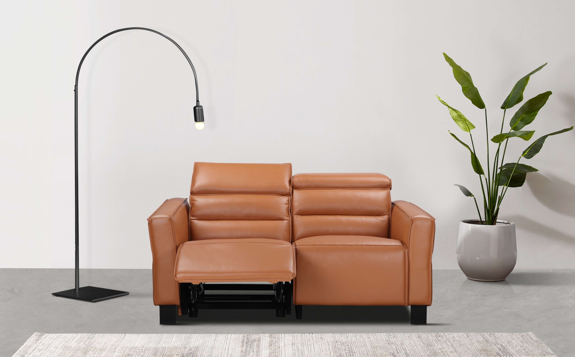 OTTO home 2-Sitzer "Carpari Lederoptik, 162 cm, man./elektr. Relaxfunktion" (USB A/C), sowie Kopfteilverstellung