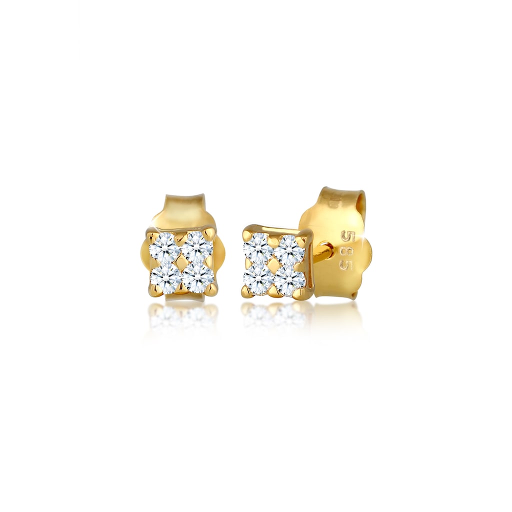 Elli DIAMONDS Paar Ohrstecker »Klassisch Elegant Diamant (0.12 ct.) 585 Gelbgold«