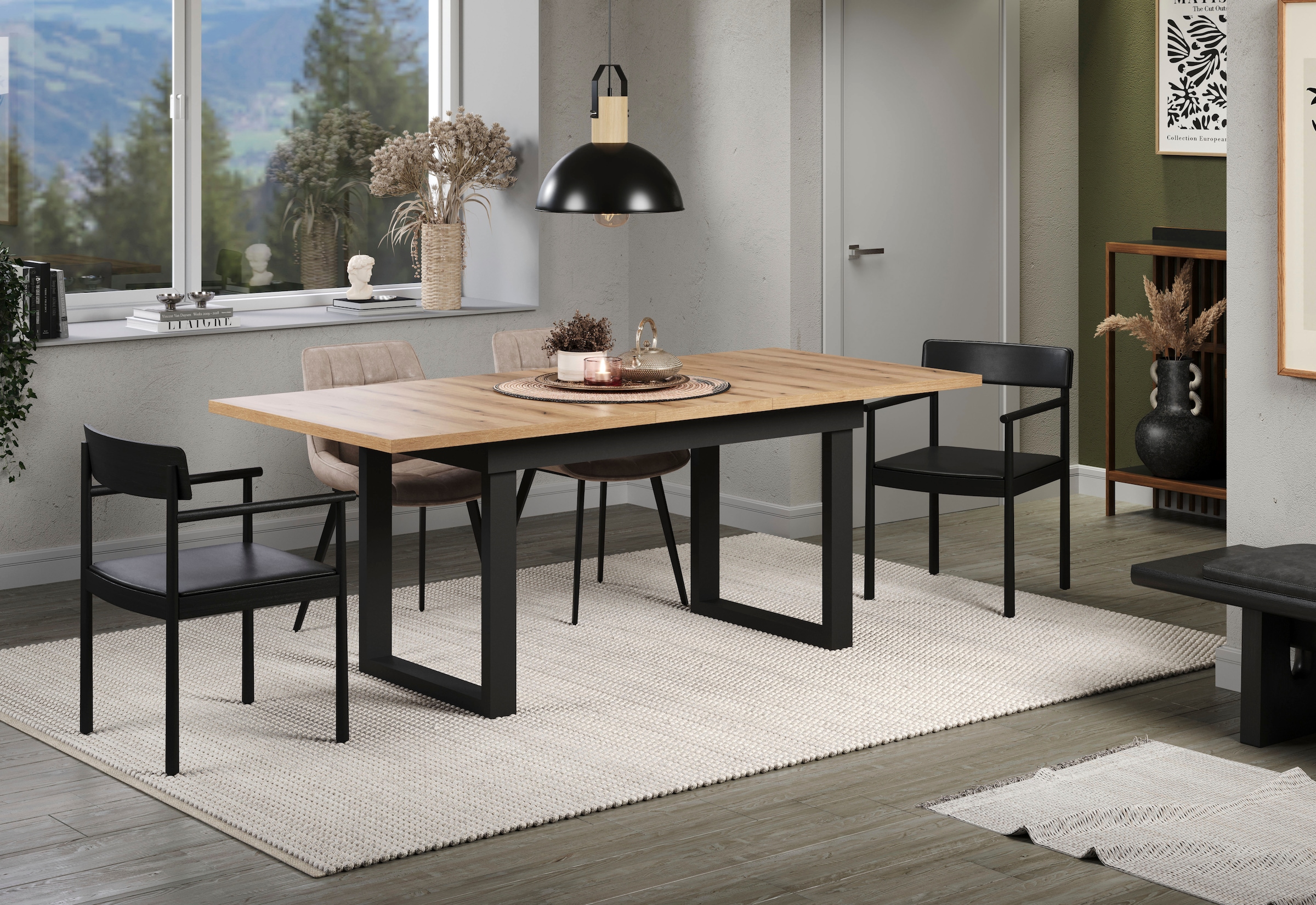 Home affaire Esstisch »Valencia« 1 Stk. tlg. Synchroauszug; Metallkufen, ausziehbar auf 200 cm