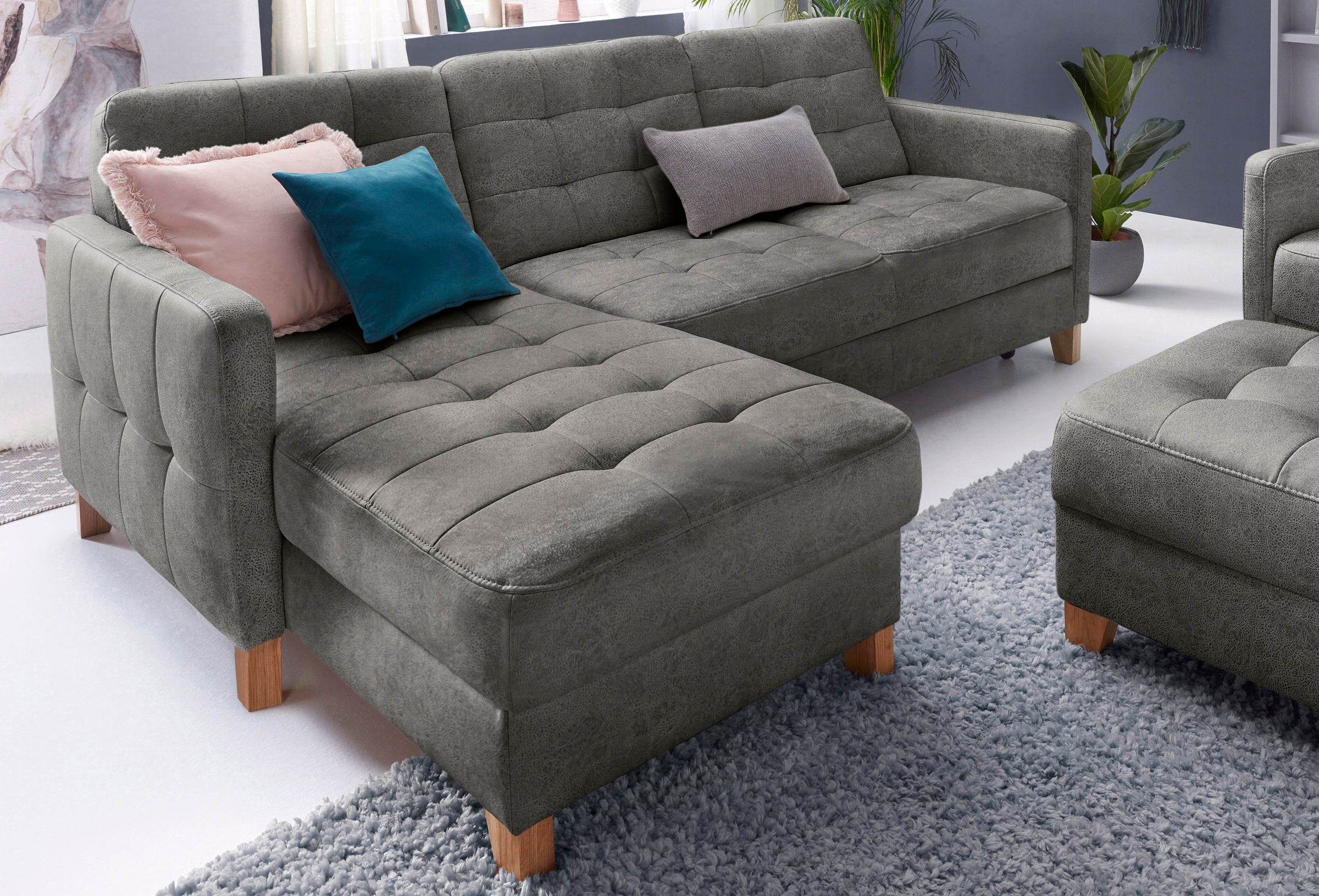 exxpo - sofa fashion Ecksofa »Elio, kompakt und komfortabel, bequem und zeitloses Design, L-Form«, wahlweise mit Bettfunktion