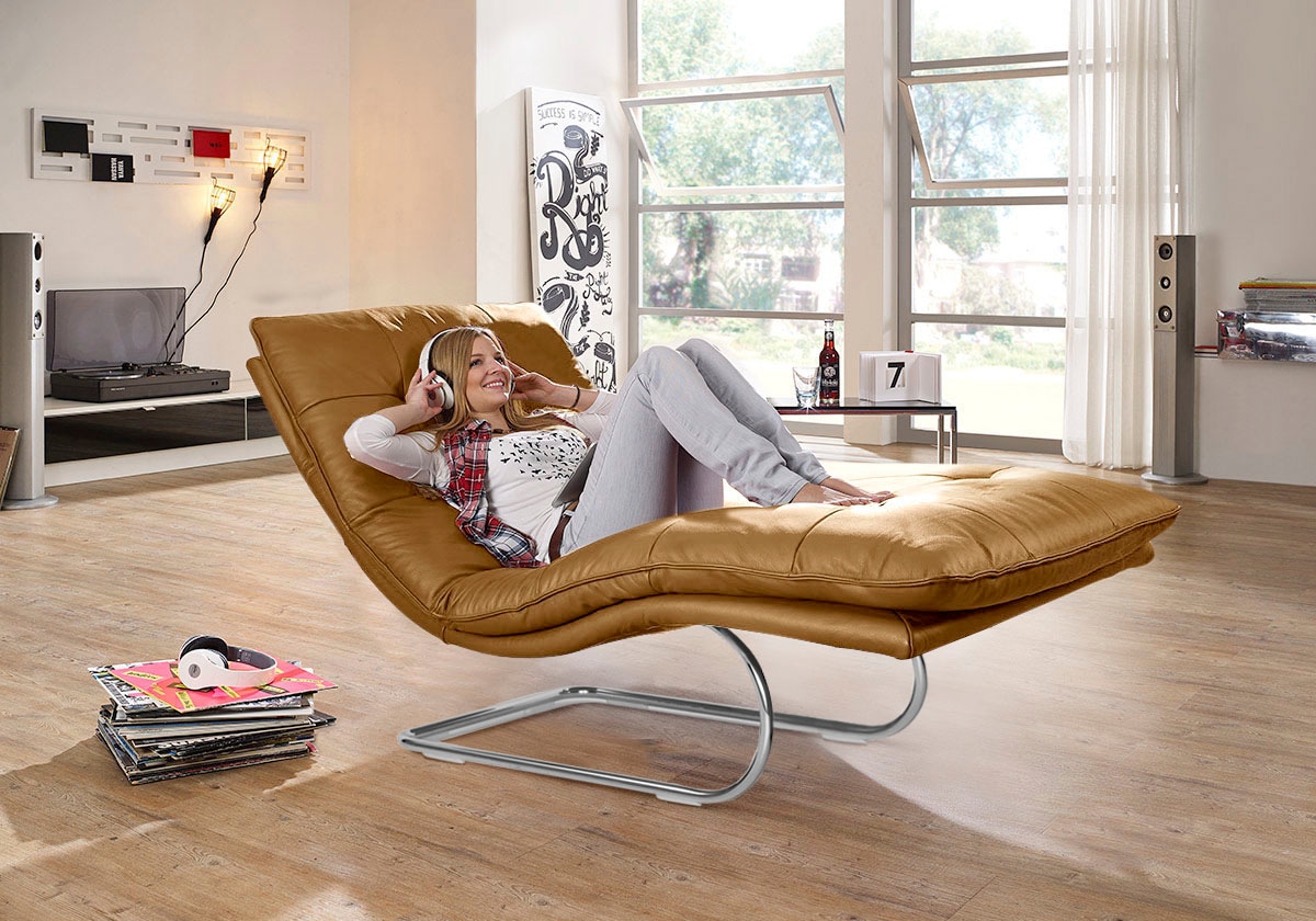 W.SCHILLIG Relaxliege "daily dreams" in Waffelkissen-Optik, wahlweise mit Motor, Freischwingergestell