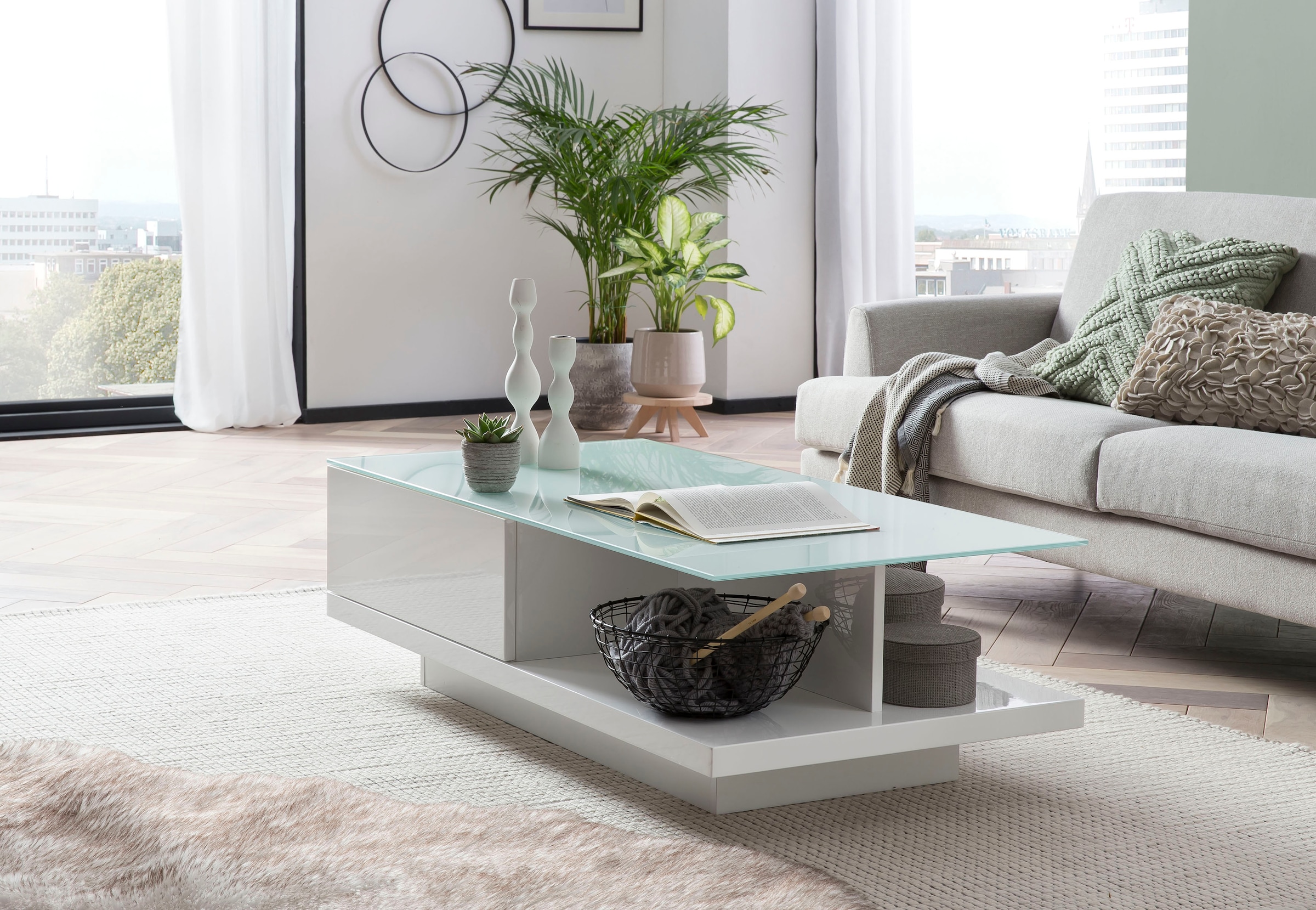 SalesFever Couchtisch, Elegante Tischplatte aus robustem Kristallglas günstig online kaufen