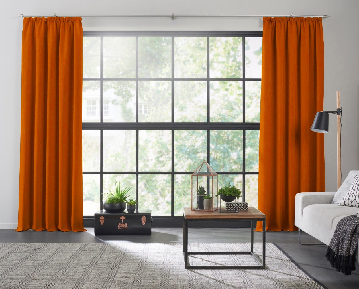 Vorhang WIRTH, B:142cm H:245cm, orange, Polyester, Wohnzimmer, Gardinen, "Dim out", nach Maß