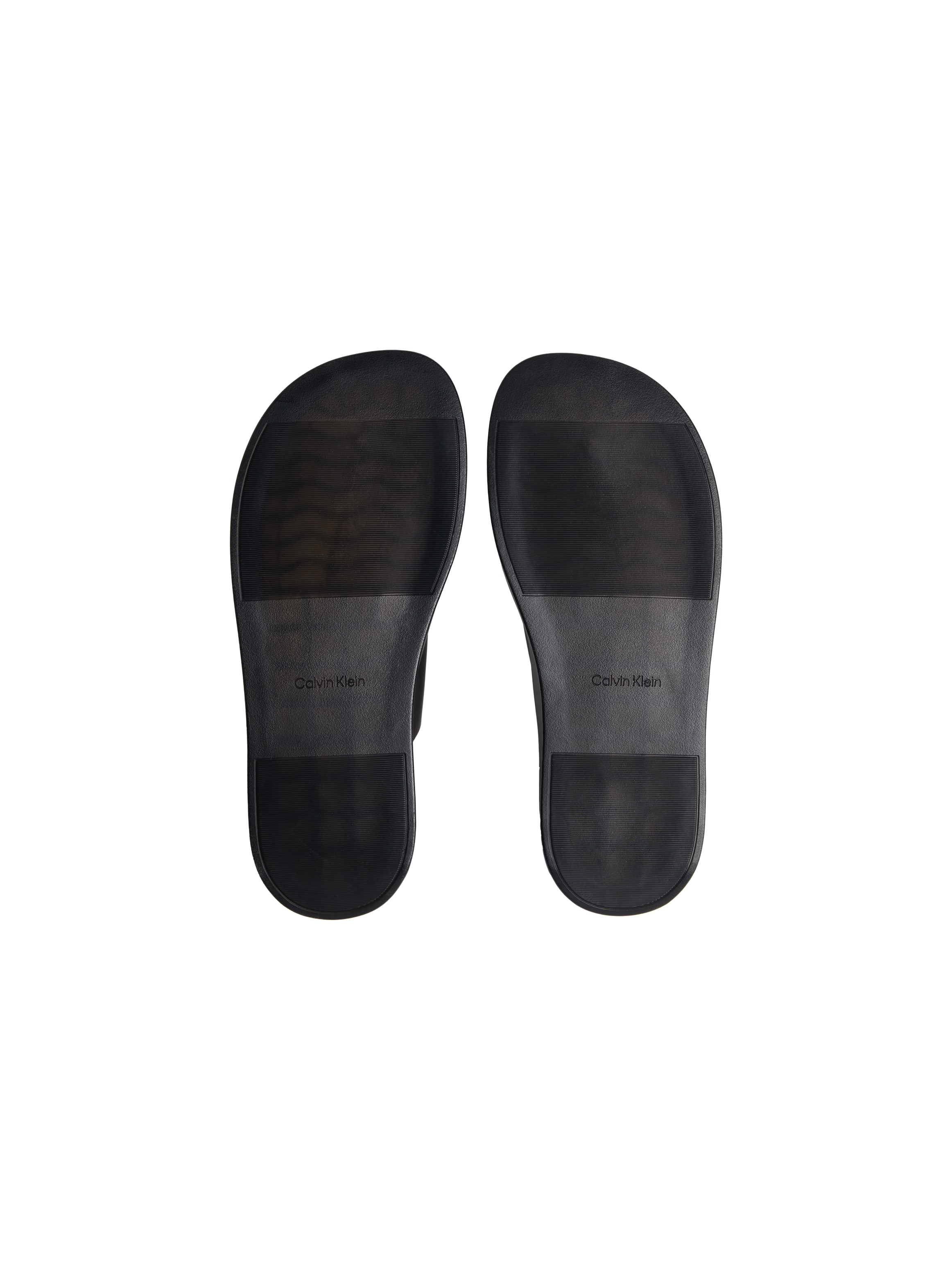 Calvin Klein Pantolette »ERGON DOUBLE BAR SANDAL LTH«  Strandschuh, Sommerschuh, unifarbener Flat mit Logoschriftzug