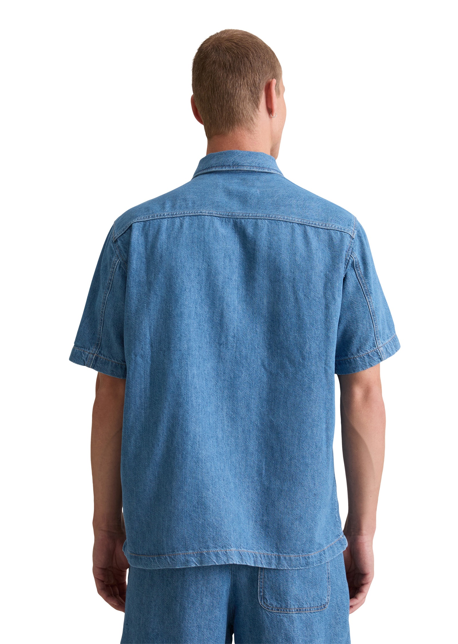 Thumbnail - Marc OPolo DENIM Kurzarmhemd "aus weichem Baumwoll-Lyocell-Leinen-Mix"