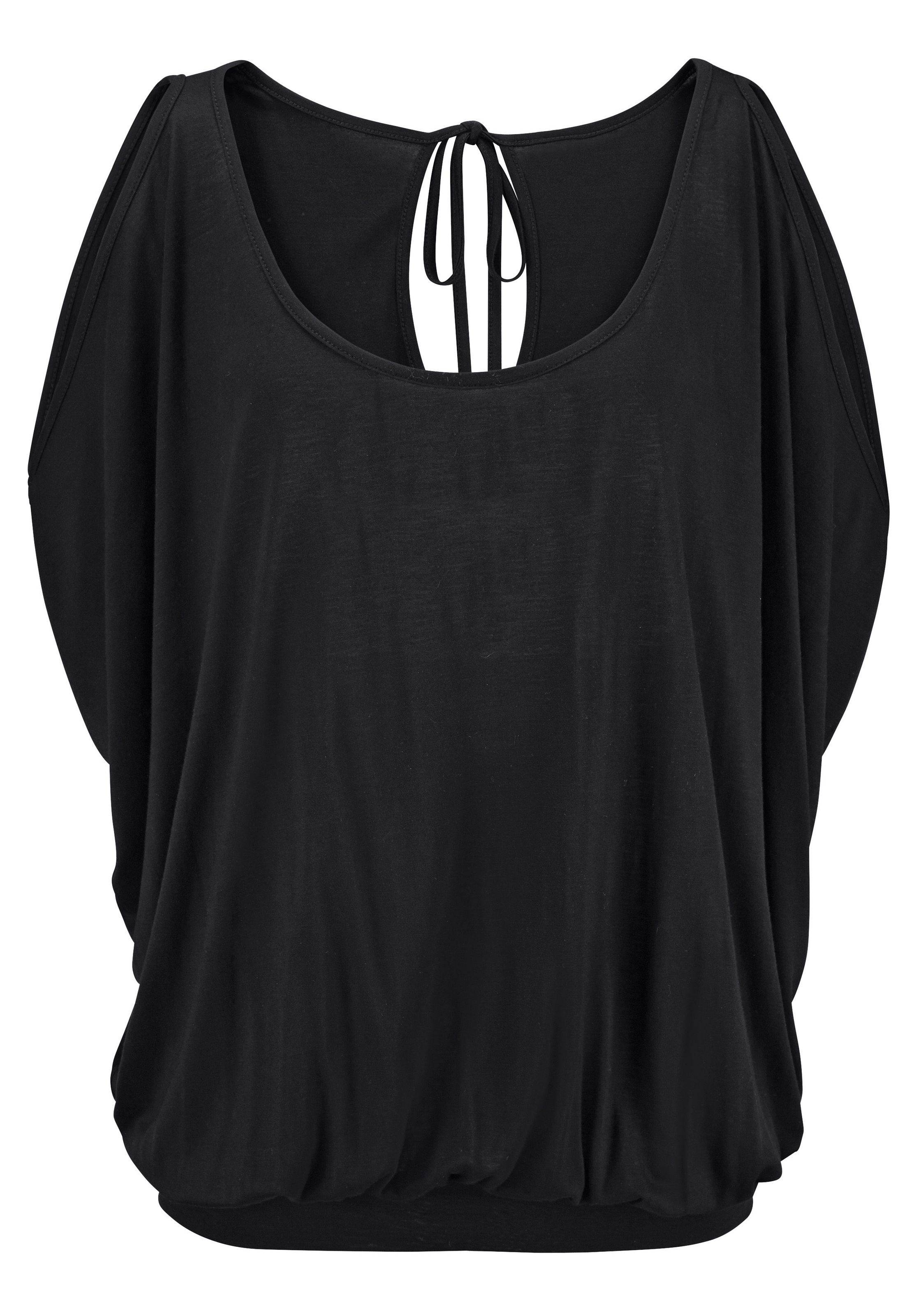 LASCANA Strandshirt mit Schulterschlitzen, Kurzarmshirt, Longshirt, günstig online kaufen
