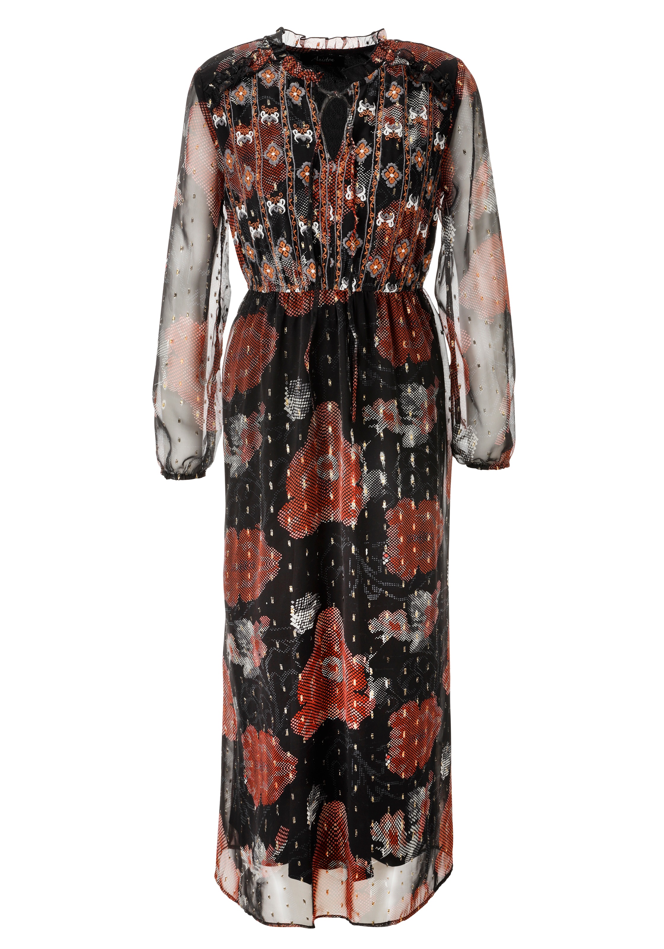 Aniston CASUAL Maxikleid, aufwändig bestickt und mit Glitzerfäden verziert - NEUE KOLLEKTION