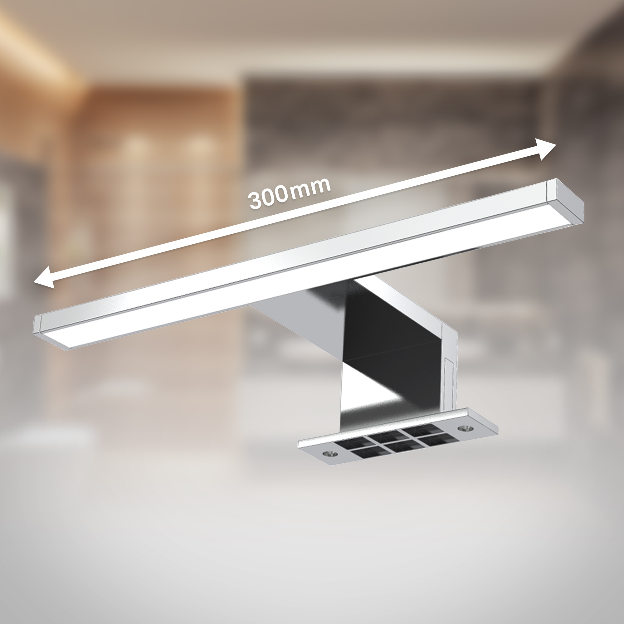 OTTO home LED Spiegelleuchte »SYNNRA Wandleuchte Badleuchte IP44 230V in chrom/schwarz« LED-Board 1 Stk. Neutralweiß Klemmbar, Schraubbar, 550 Lumen, 5 Watt, Badezimmer-Beleuchtung
