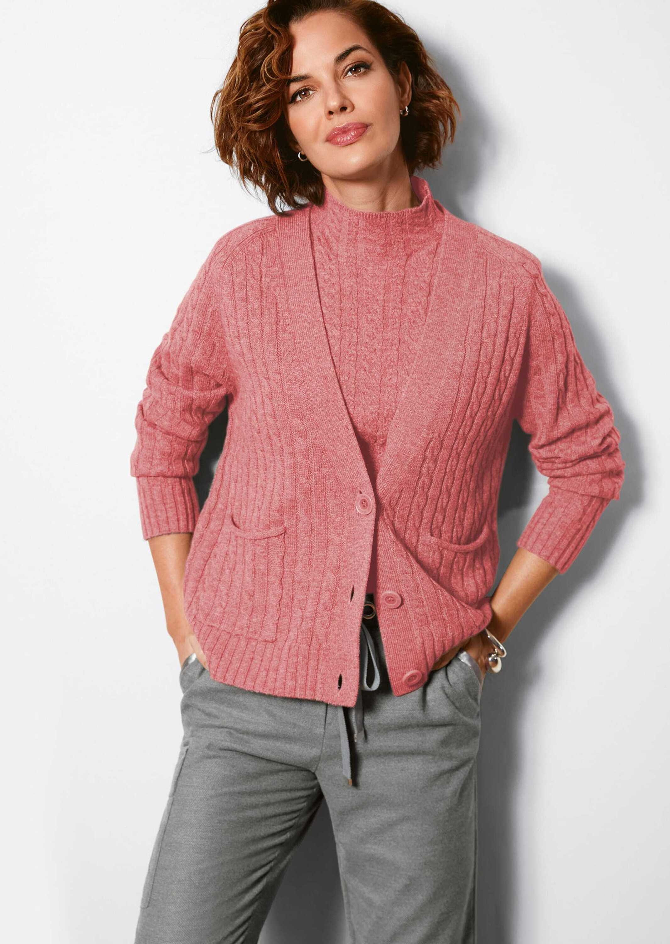 MADELEINE Strickjacke »Strickjacke Strickjacke mit Zopfmuster in angesagten Farben«