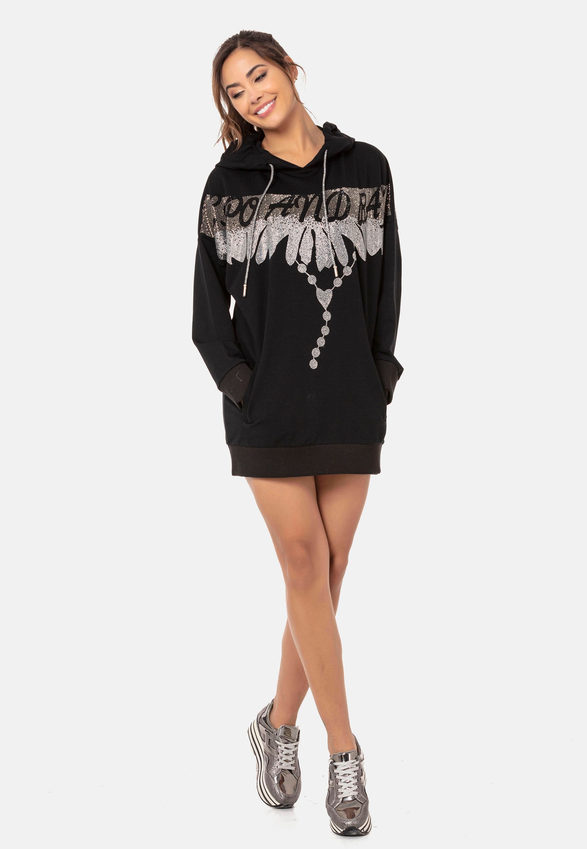 Cipo & Baxx Jerseykleid Mit hochwertigem Steinchenmuster