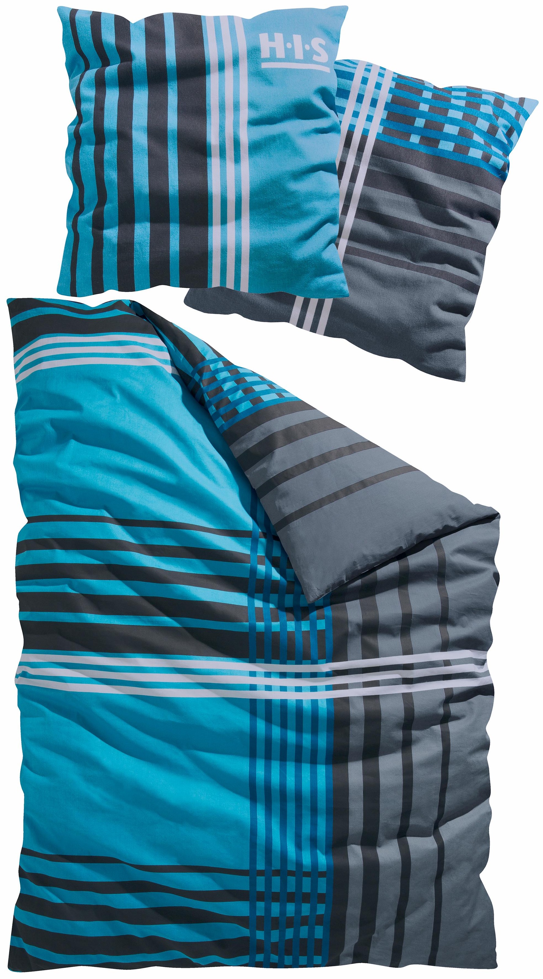 H.I.S Bettwäsche »Philip«, zertifiziert Bettwäsche unterstützt auf Kopfkissenbezug in Set im mit Cotton Green Qualität, made aus sportlichen | Bett- in Rechnung und Reißverschluss, 100% Baumwolle, Initiative Karo Made Design, die Africa, Renforcé