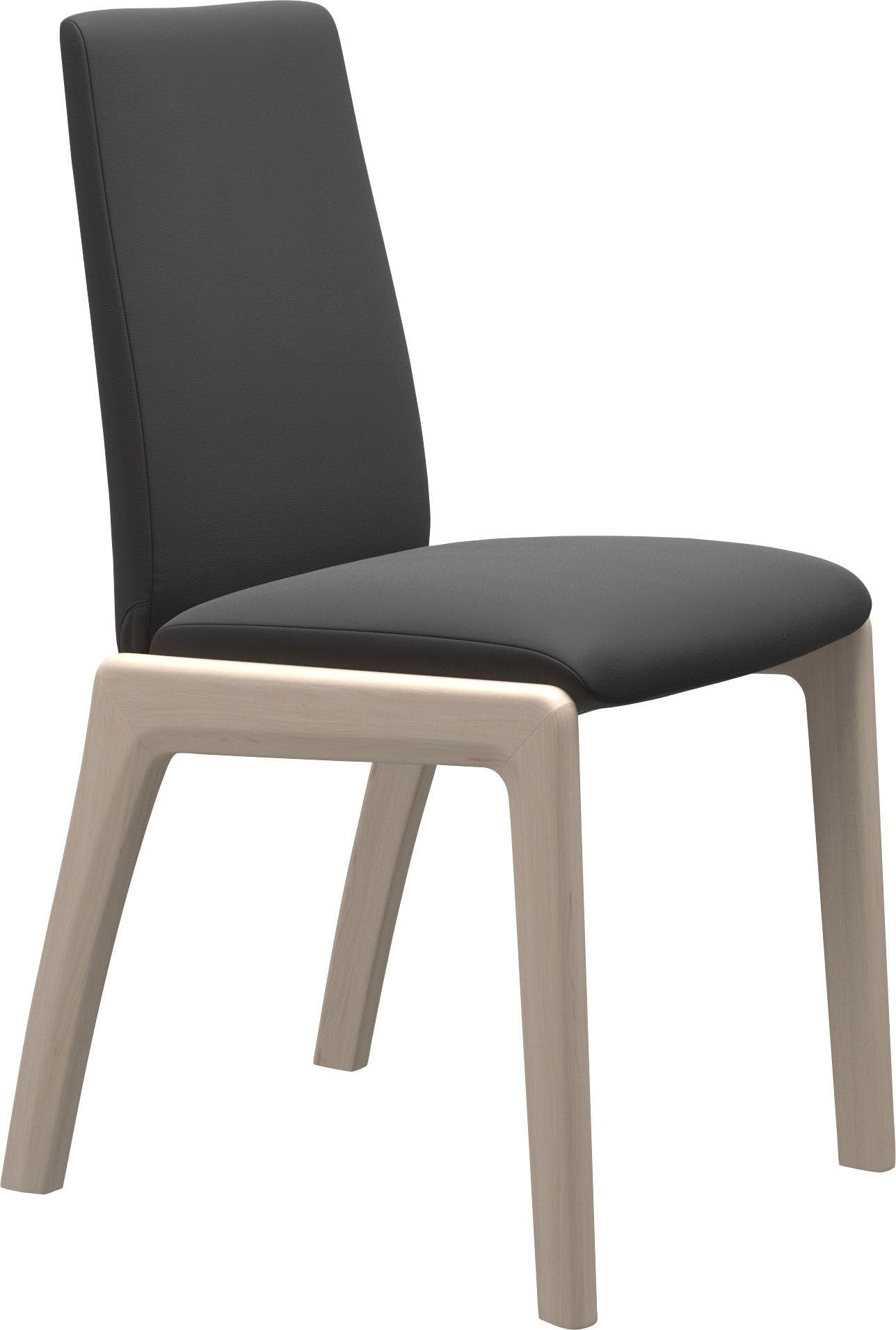 Polsterstuhl STRESSLESS "Laurel", grau (rock paloma, eiche gekalkt), B:57cm H:92cm T:59cm, Leder PALOMA: PALOMA ist ein durchgefärbtes Semianilin-Möbelleder mit natürlicher Narbung., Stühle, Polsterstuhl, Low Back, Größe M, mit abgerundeten Beinen in Eich 2
