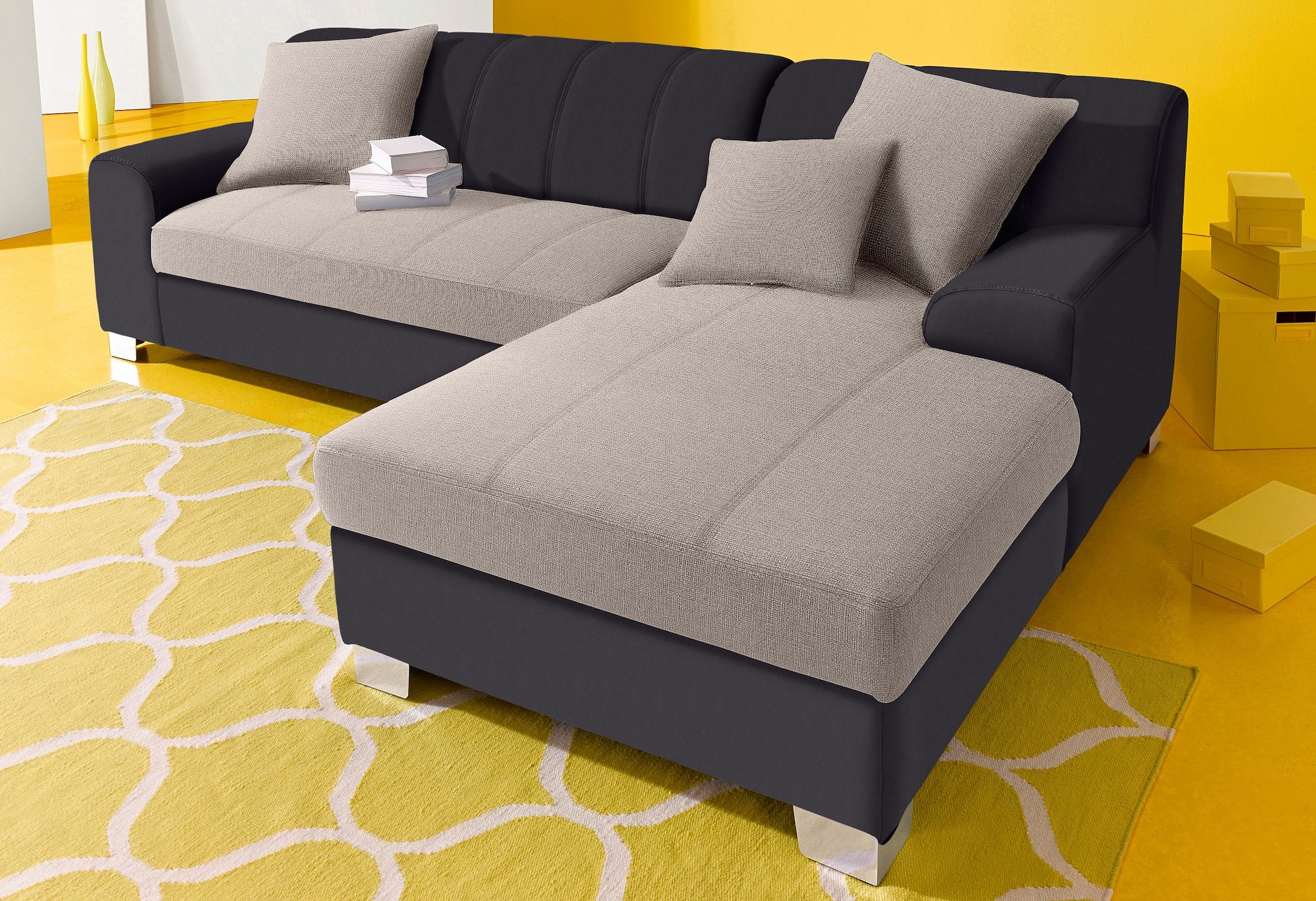 DOMO collection Ecksofa "TURAH 239x152 cm, inkl. Zierkissen, moderne Steppung" mit Bettfunktion, Schlafsofa, Unser Dauertiefpreis