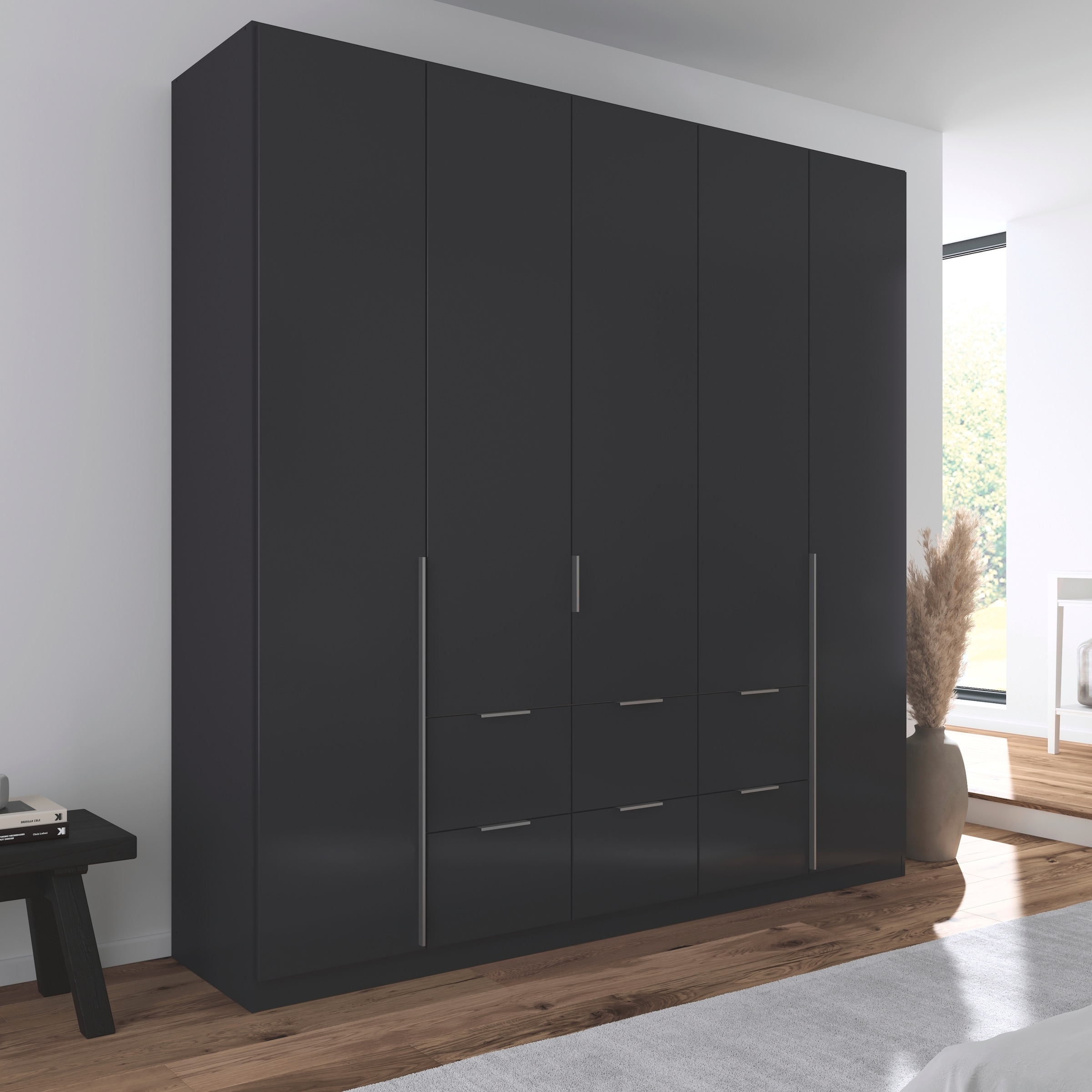 rauch Drehtürenschrank »Kleiderschrank Schrank Garderobe AGORDO mit Dekor- oder Hochglanzfront«, (in zwei Griff-Farben mit Dekor- oder Hochglanzfront), mit Außenschubkästen, in 6 Breiten und 2 Höhen MADE IN GERMANY