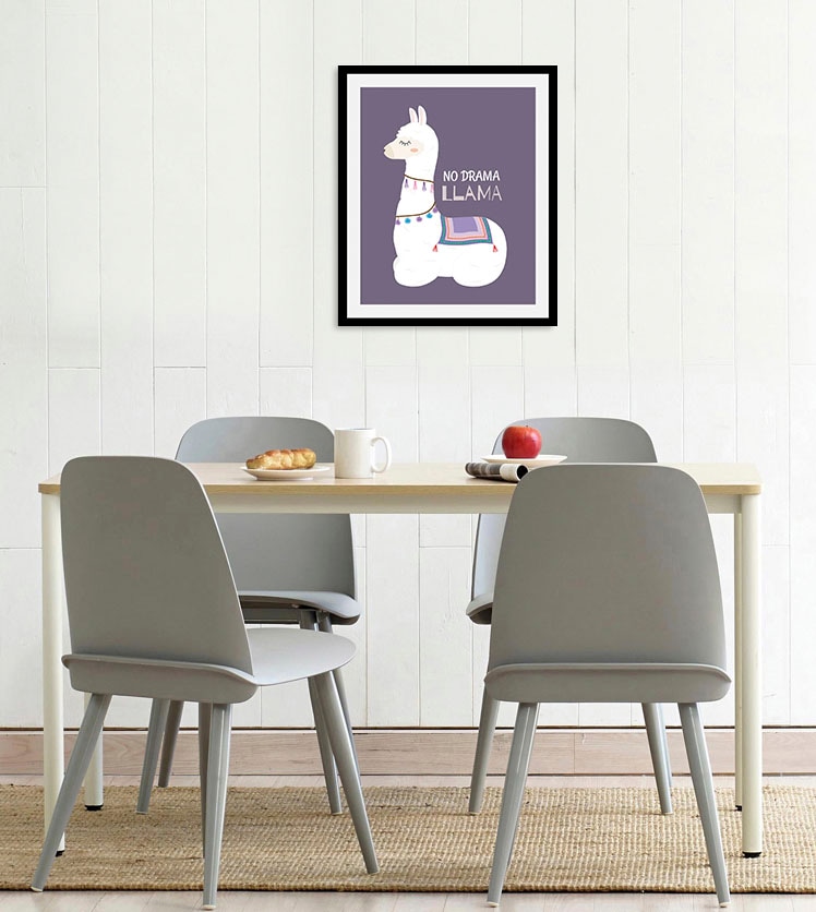 queence Bild "No Drama Llama" Alpaka  Humor  Schriftzug  Tiere 1 Stk. tlg. günstig online kaufen