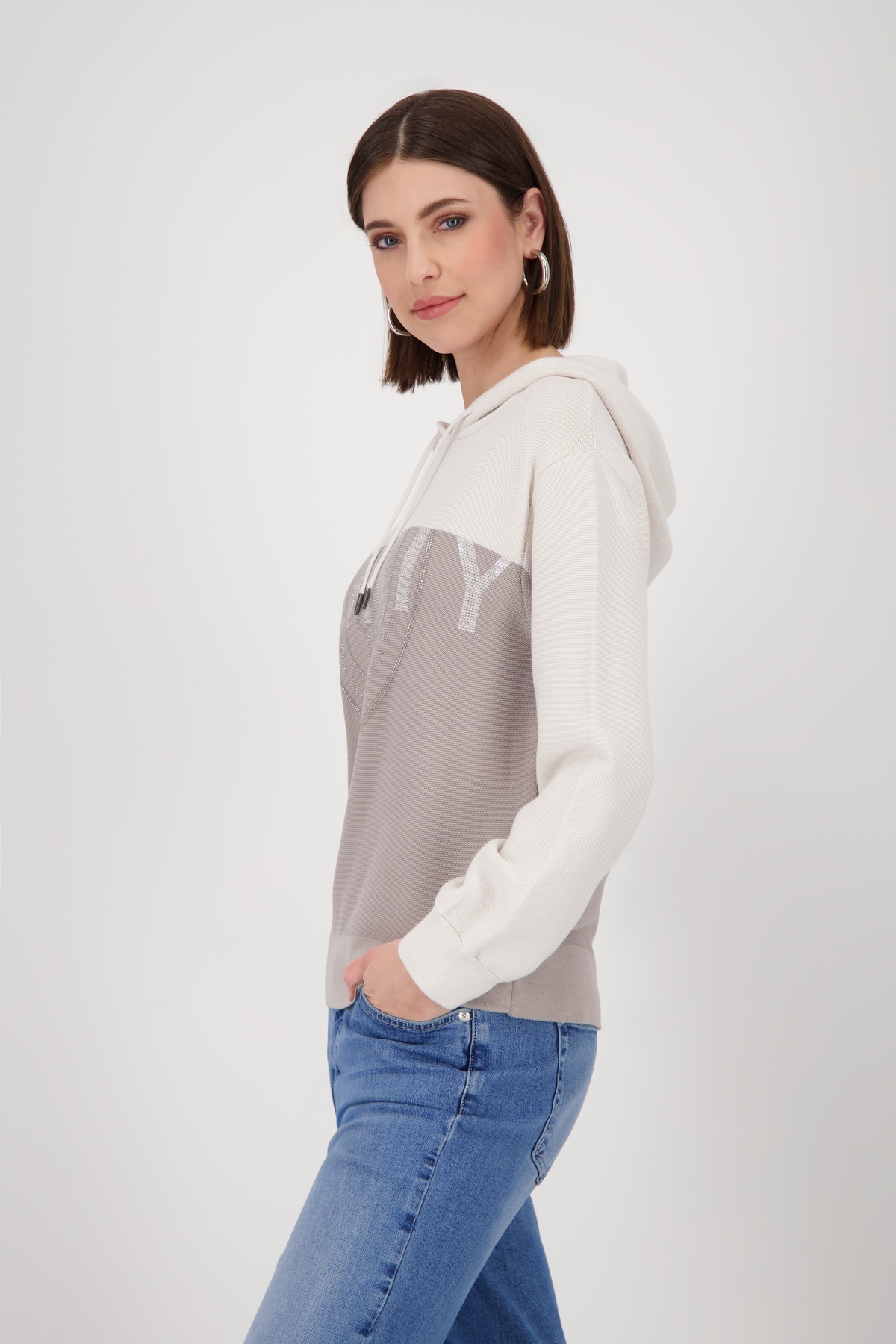 Monari Kapuzenpullover »Pullover Beauty Colorblock«, Mit Rundhalsausschnitt