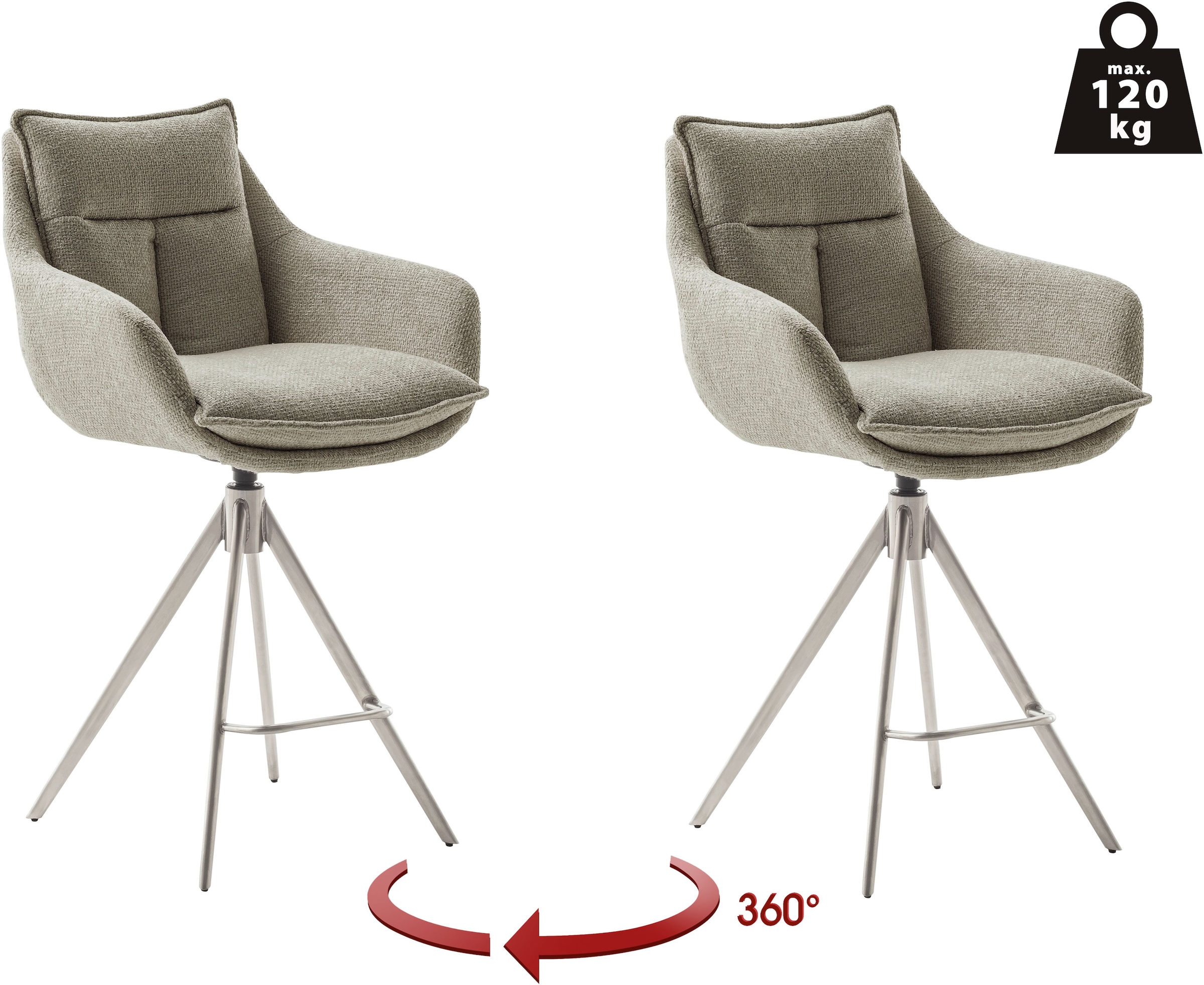 MCA furniture Bistrostuhl "Parker Tresenstuhl mit Armlehnen Tresenhocker" ( günstig online kaufen