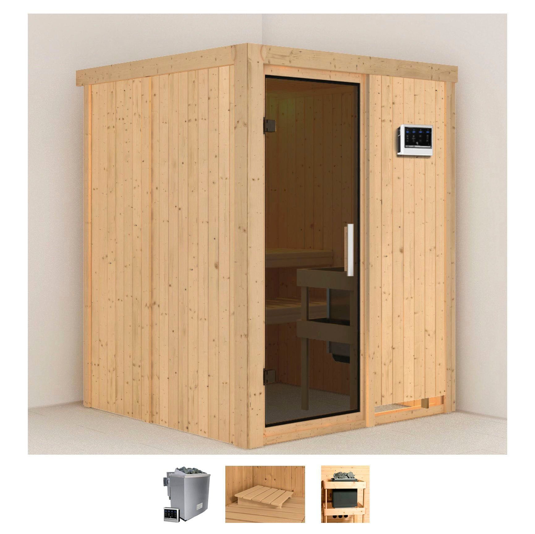 Karibu Pirtis »Norin« (Set) 9 KW-Bio-Ofen su ...