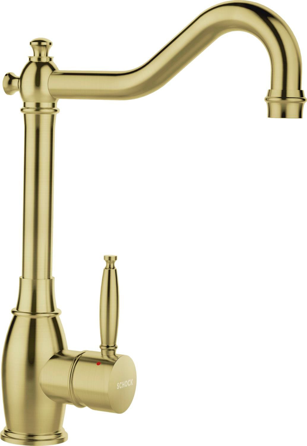 Küchenarmatur SCHOCK, B:20,5cm H:31cm Ø:5cm, gold, Edelstahl, Armaturen, "Resi", Festauslauf, Flüsterperlator, Schwenkbereich 360