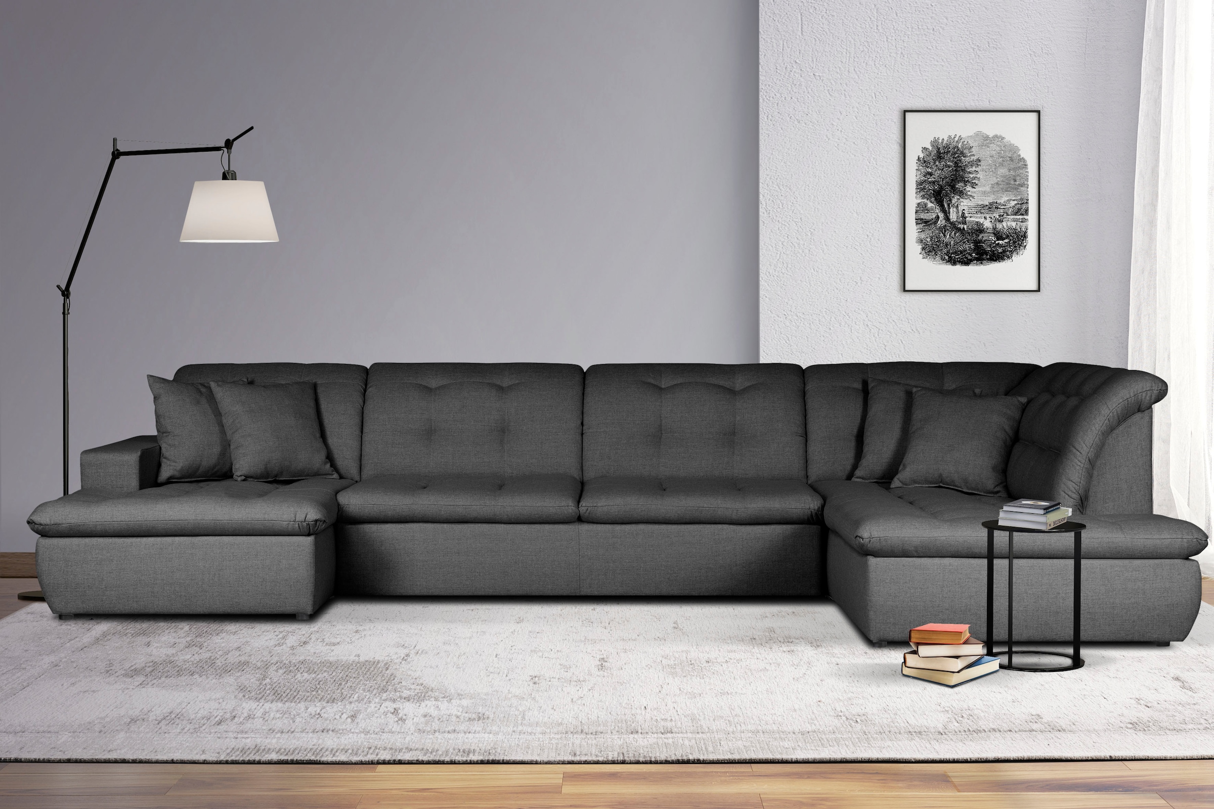 INOSIGN Wohnlandschaft »BRISBANE NEU U-Form«, mit feiner Steppung, Matten-Optik, incl. Zierkissen