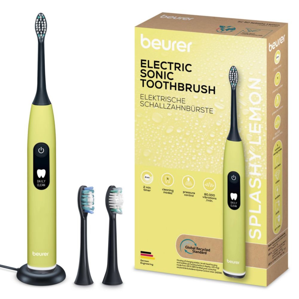 BEURER Elektrische Zahnbürste »SC 50«, 2 St. Aufsteckbürsten, Mit Andrucksensor, 80.000 Schwingungen/Min und 2-Minuten Timer