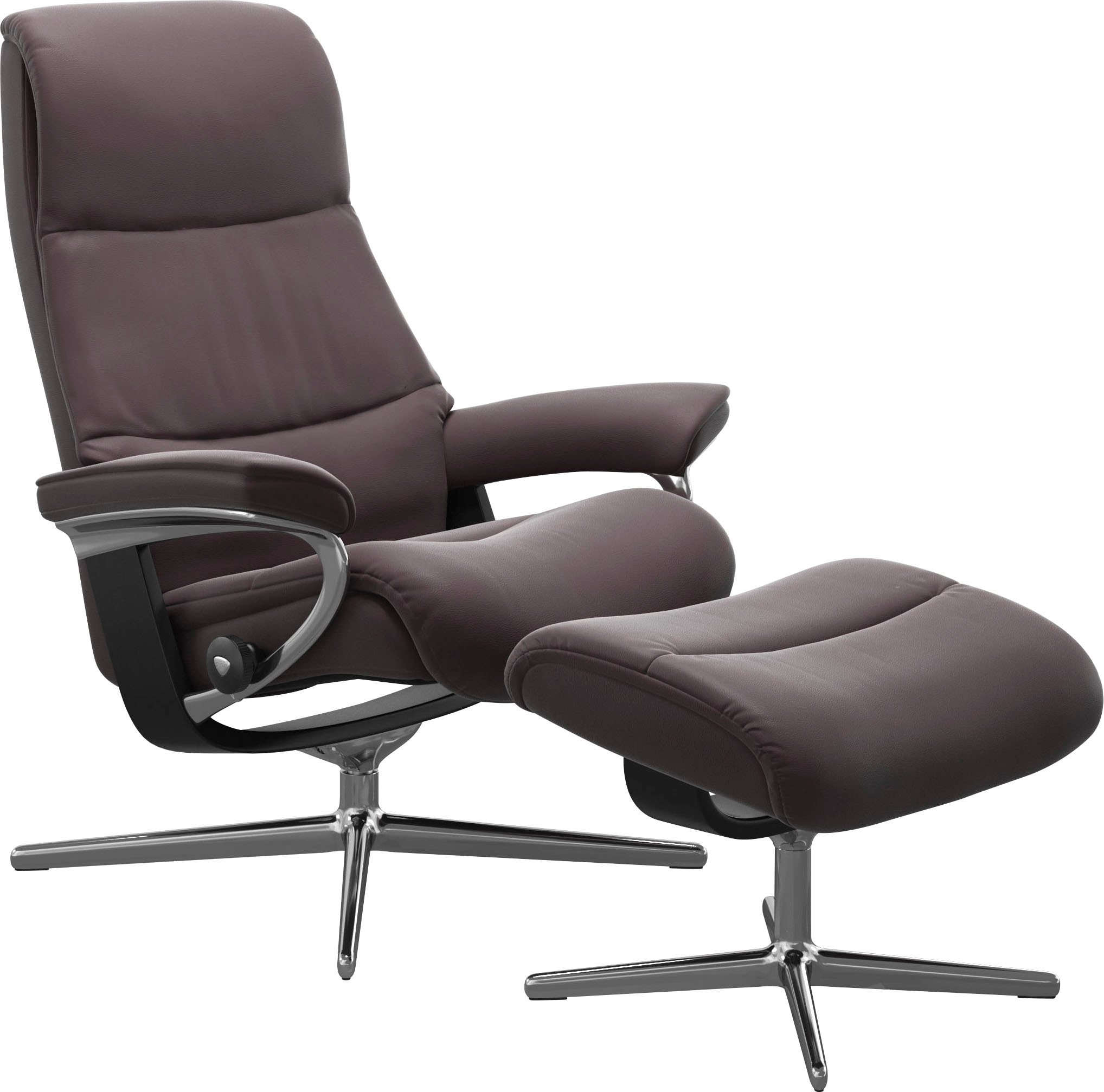 Stressless Relaxsessel "View" Set, Relaxsessel mit Hocker, mit Hocker, mit Cross Base, Größe S, M & L, Holzakzent Schwarz