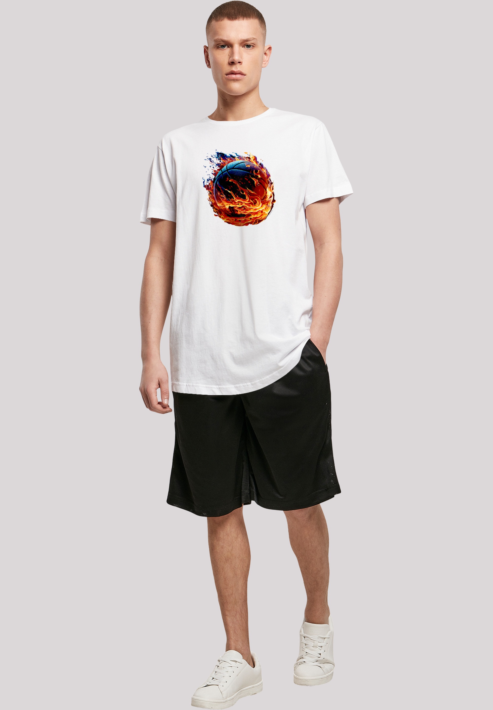 F4NT4STIC T-Shirt »Basketball On Fire Sport LONG« Print