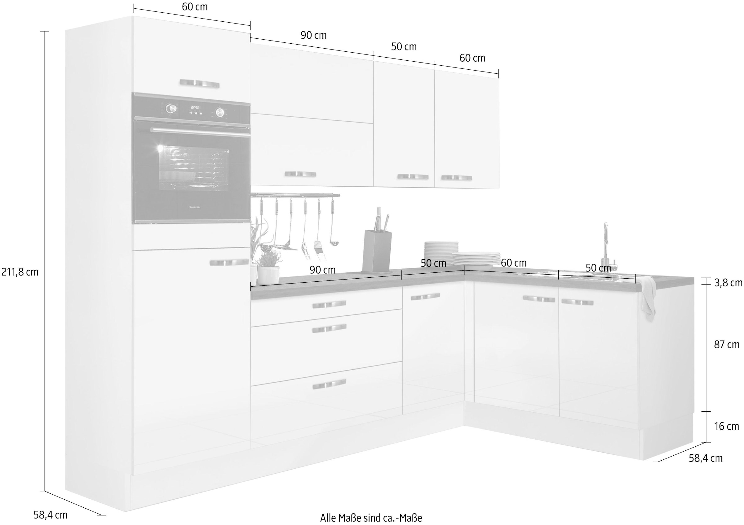 OPTIFIT Winkelküche »Cara«, Vollauszügen x Stellbreite kaufen mit | 175 Soft-Close-Funktion, und 265 BAUR cm