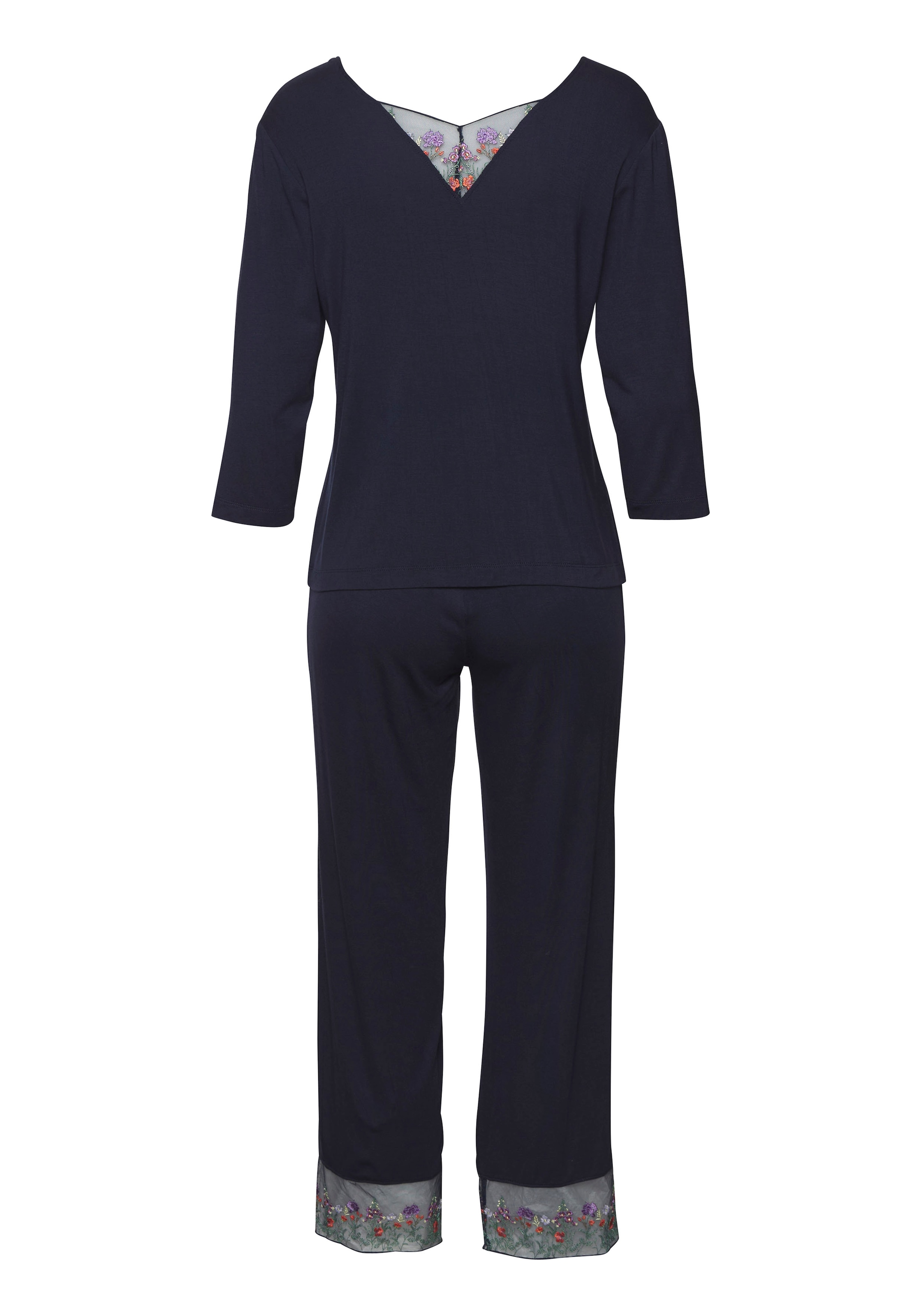LASCANA Pyjama, (2 tlg.), Spitze mit zauberhafter Blumenstickerei