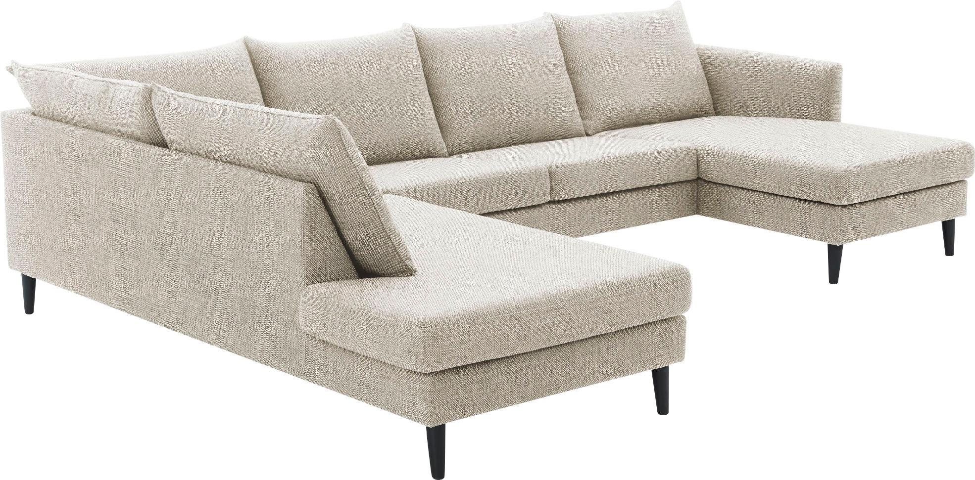 ATLANTIC home collection Wohnlandschaft »Rekvik U-Form«, mit Wellenunterfederung, mit Massivholzfüßen