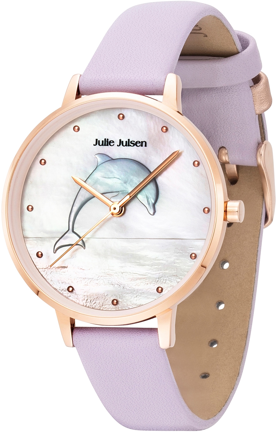Julie Julsen Quarzuhr »Dolphin Lilac, JJW1008RGL-01«, Armbanduhr, Damenuhr, Delfin, Delphin, gehärtetes Mineralglas