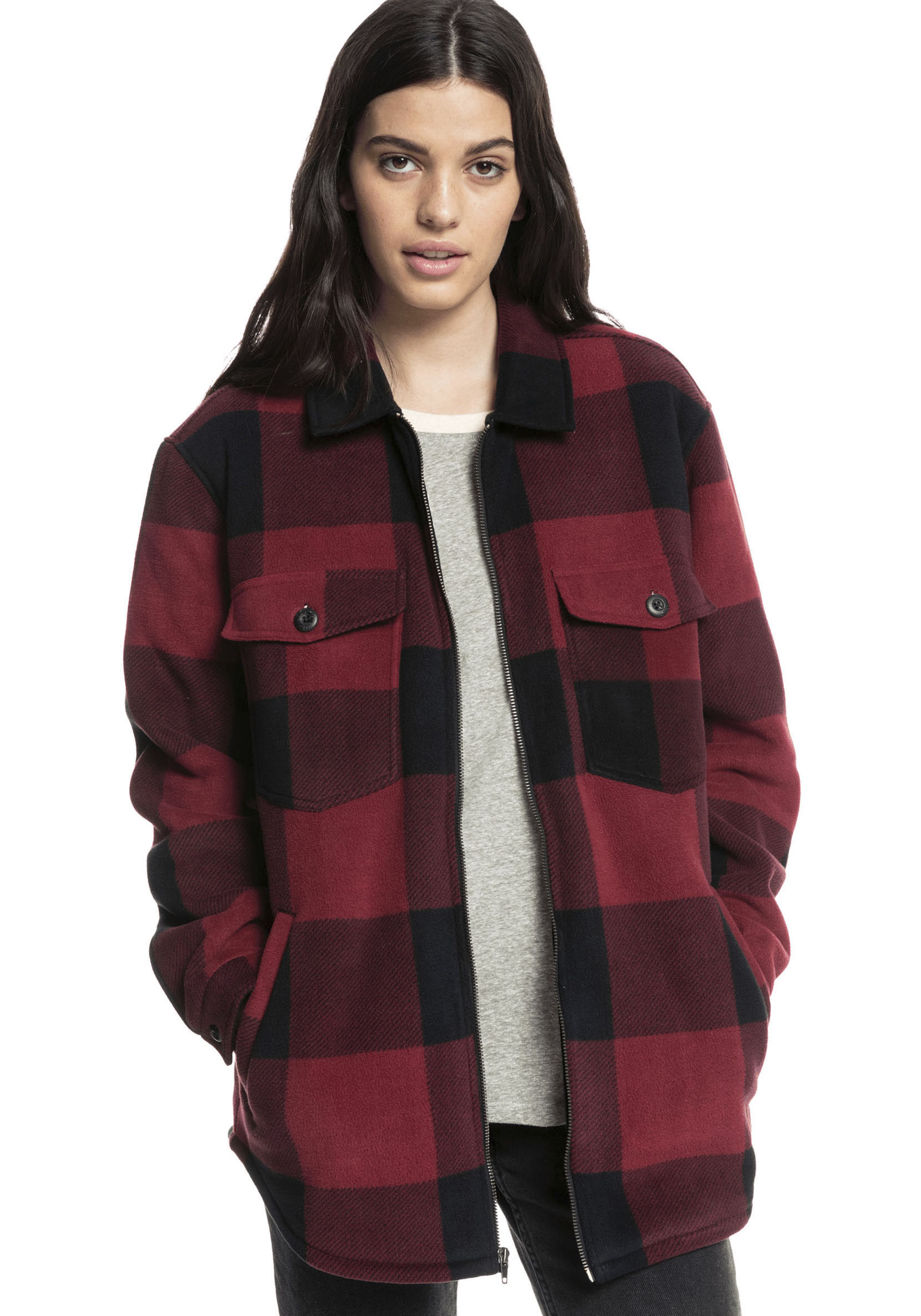 Roxy Karohemd "CHECK JACKET" Langarm-Ausführung, aus Polyester, erhältlich in den Größen XS bis XXL