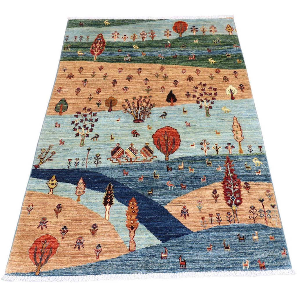 Wohnen Teppiche morgenland Wollteppich »Ziegler Figurativ Multicolore 176 x 123 cm«, rechteckig, 0,6 mm Höhe, Handgeknüpft mehrf