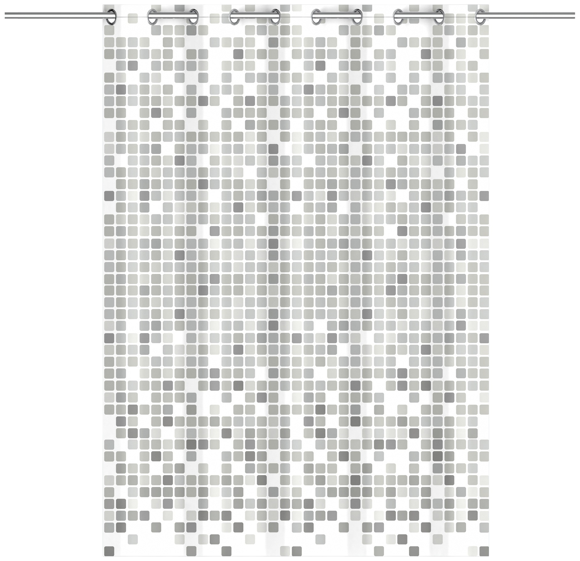 Eisl Duschvorhang "Mosaik GRAU" Breite 180 cm waschbarer Antischimmel Vorhang (Höhe 200 cm), graues Mosaik-Design