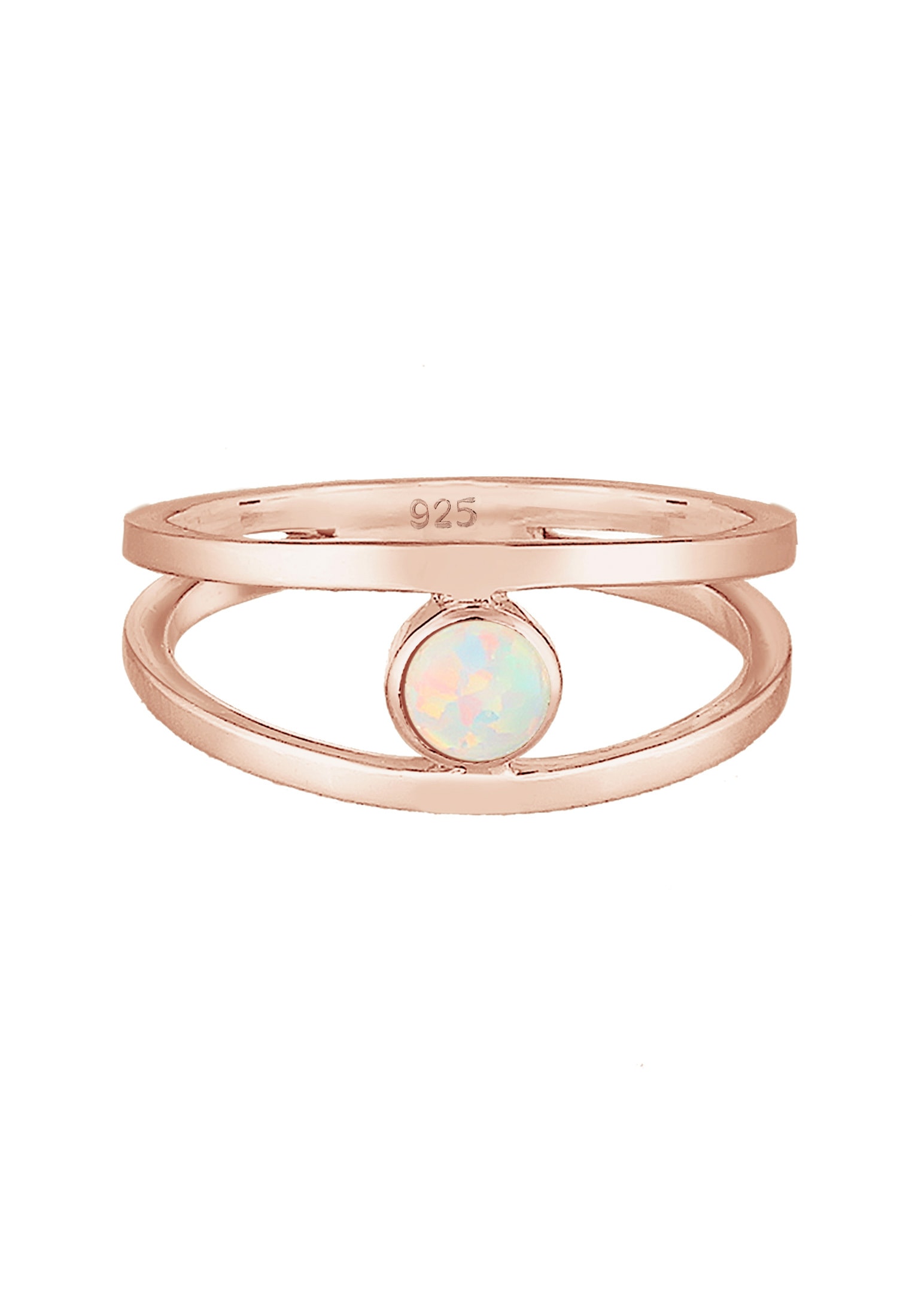 Elli Fingerring »Bandring Zweireihig Synthetischer Opal Weiß 925 Sterling Silber«