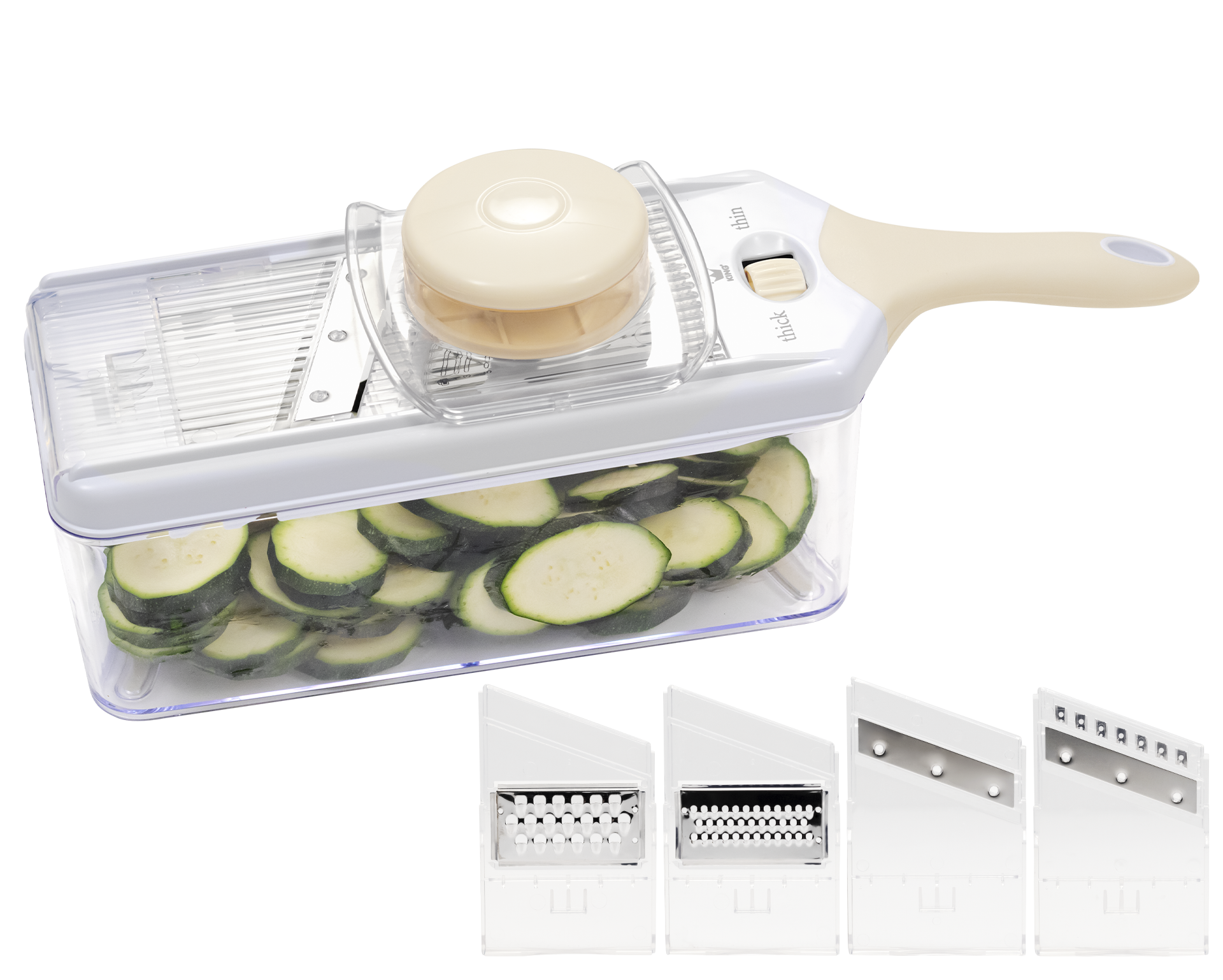 KING Multireibe "Veggie-Reibe" Reibe inkl. Auffangbehälter, 4 Klingeneinsätze