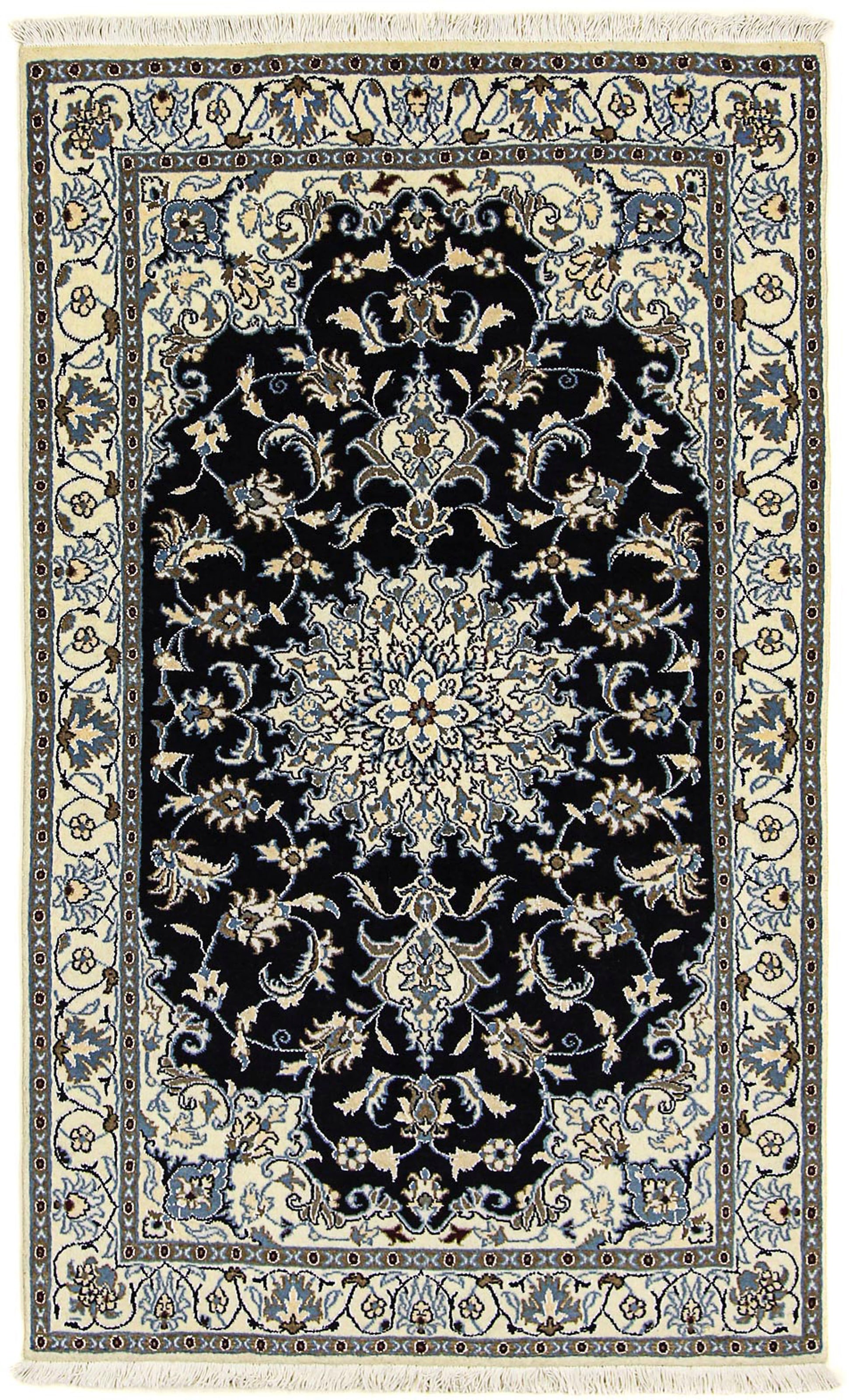 morgenland Orientteppich »Perser - Nain - 198 x 119 cm - dunkelblau«, rechteckig, Wohnzimmer, Handgeknüpft, Einzelstück mit Zertifikat