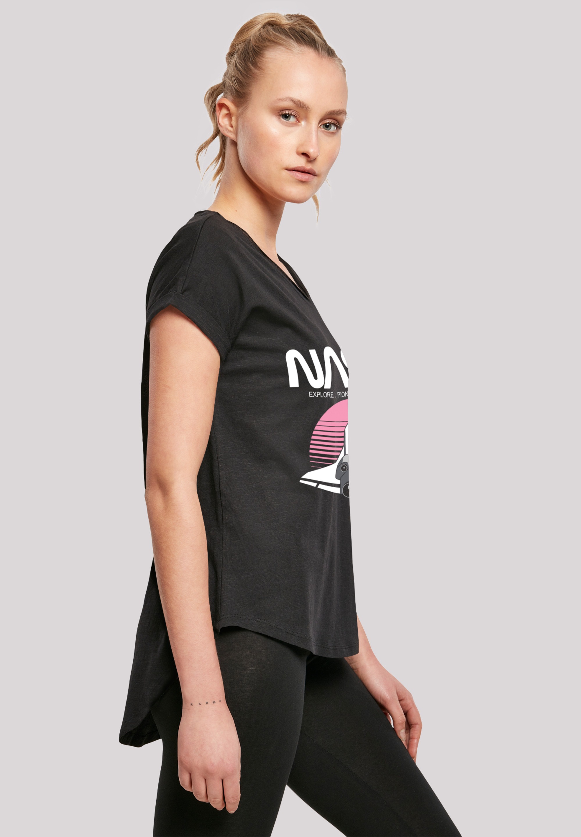 F4NT4STIC T-Shirt »Long Cut T-Shirt 'NASA Space Shuttle Sunset'«, Damen,Premium Merch,Lang,Longshirt,Bedruckt