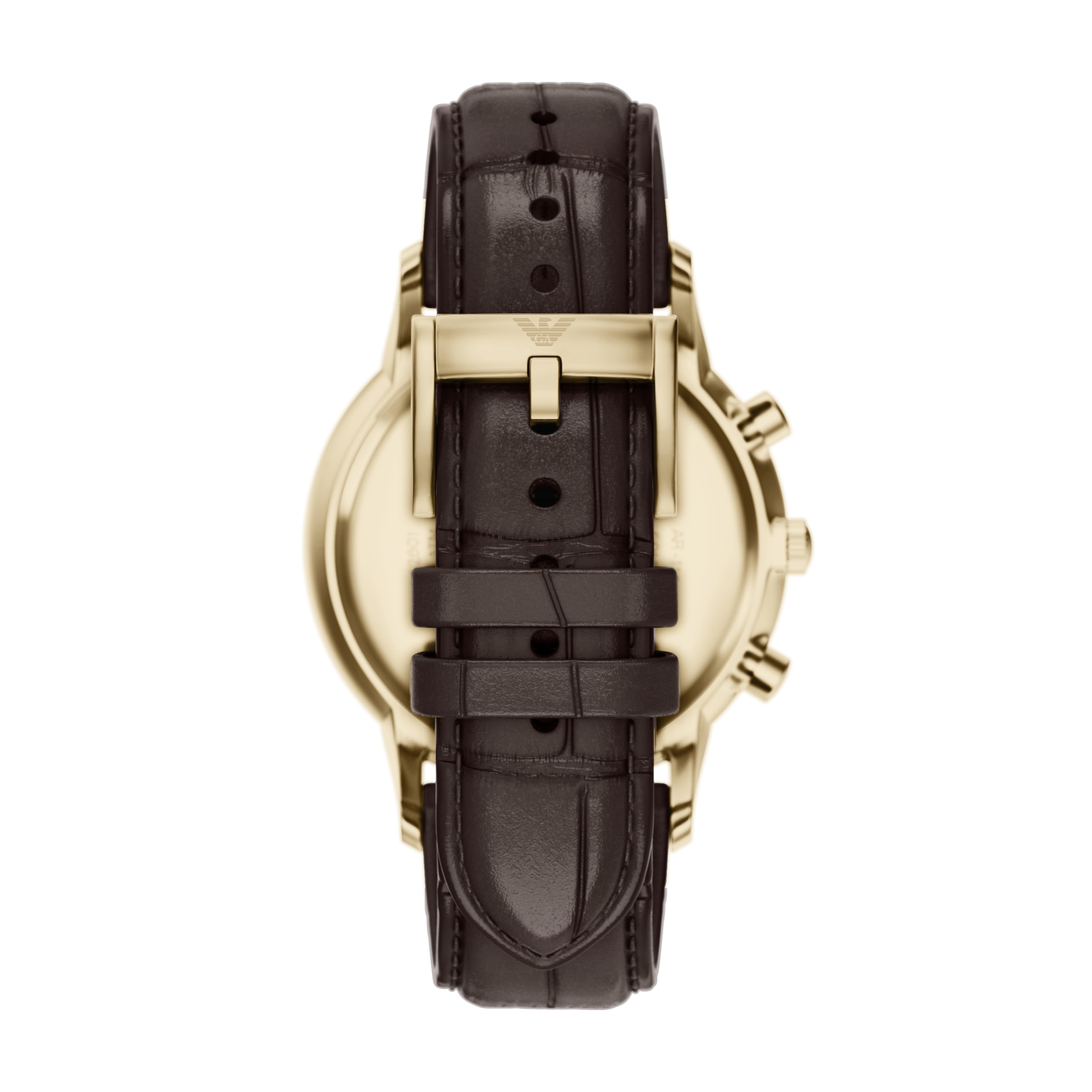 Emporio Armani Chronograph Quarzuhr, Armbanduhr, Lederarmband, analog, Tag, Stoppfunktion