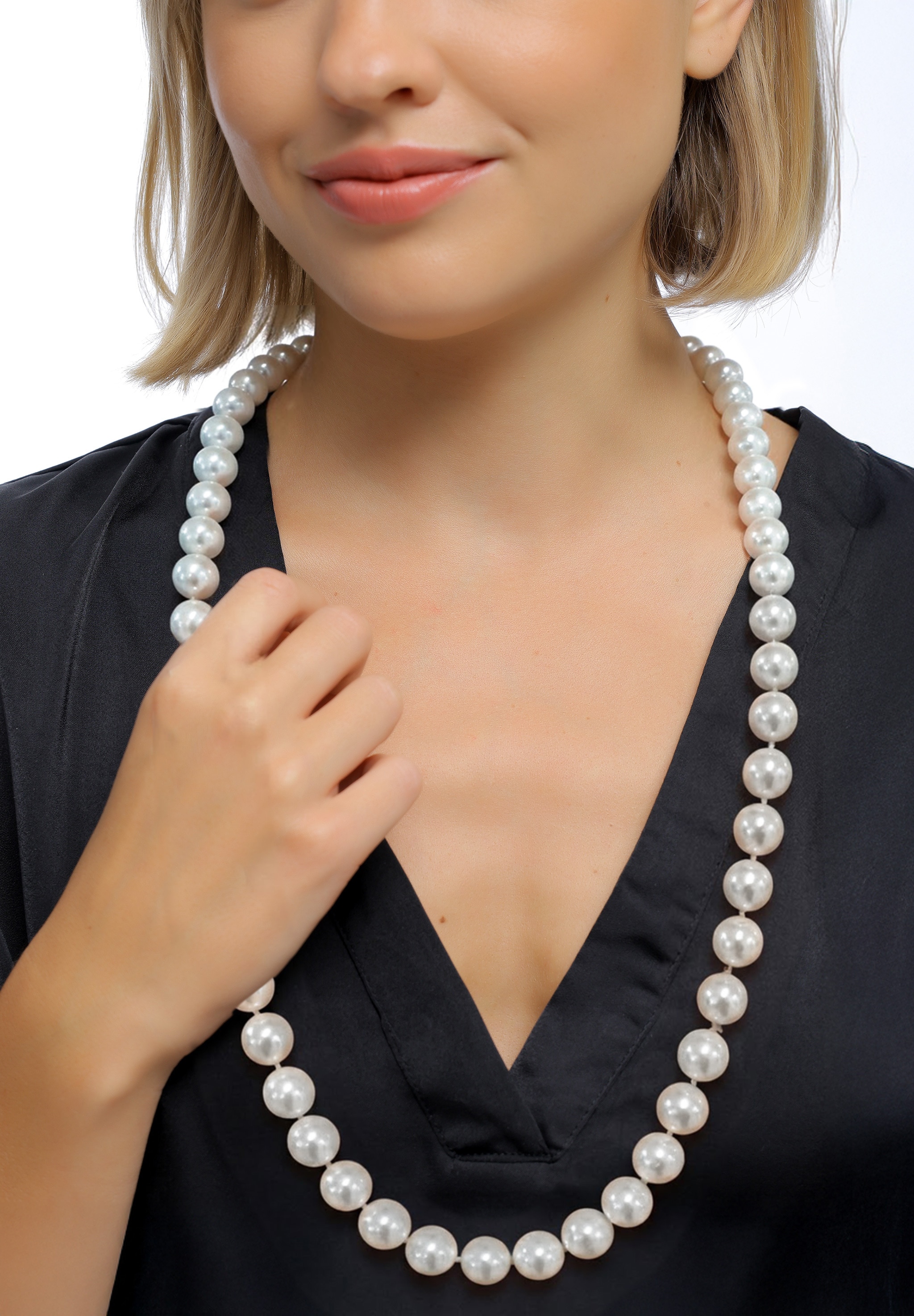 Elli Premium Lange Kette »Halskette Lang mit Muschelkernperlen Weiß«